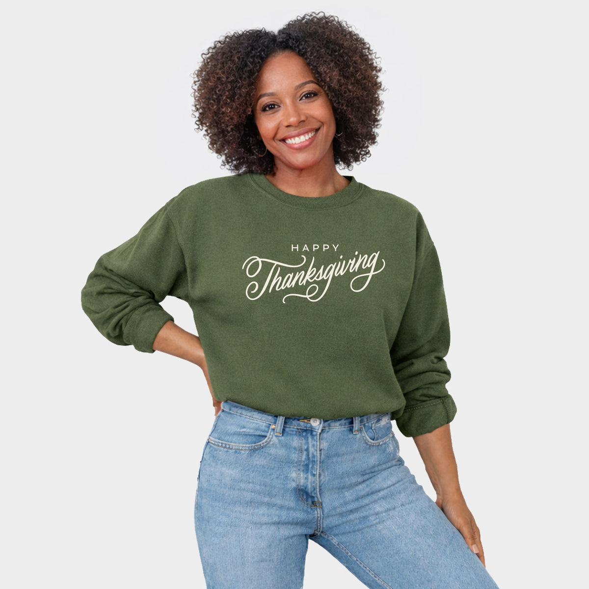 Hallmark Happy Thanksgiving Cursive -  Women's Graphic Sweatshirt