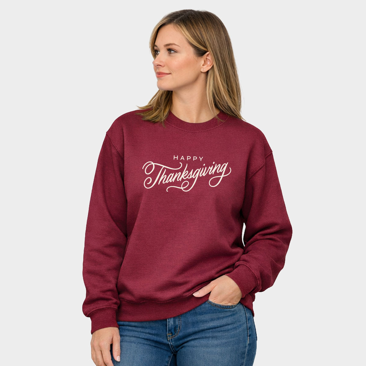Hallmark Happy Thanksgiving Cursive -  Women's Graphic Sweatshirt