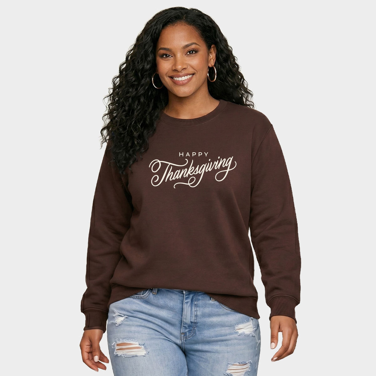 Hallmark Happy Thanksgiving Cursive -  Women's Graphic Sweatshirt