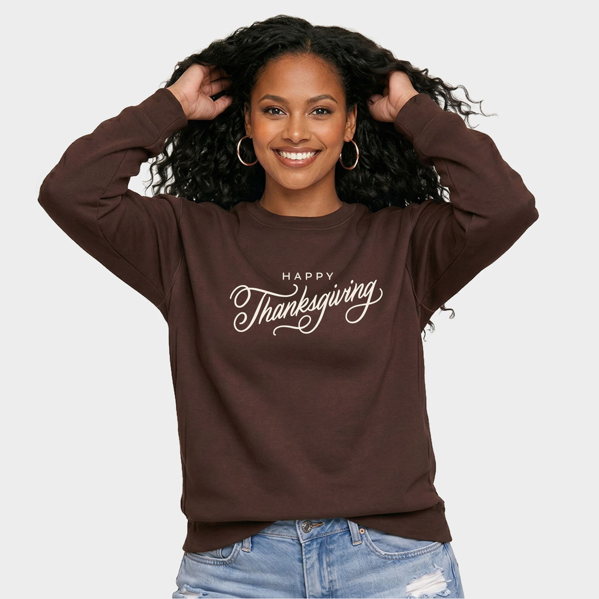 Hallmark Happy Thanksgiving Cursive -  Women's Graphic Sweatshirt