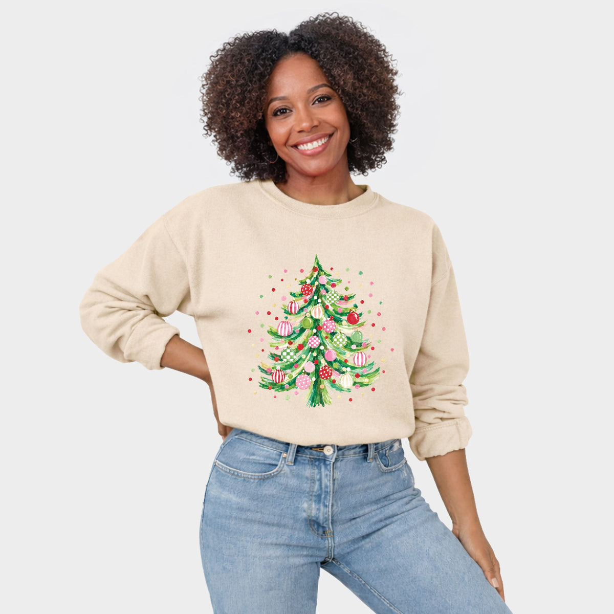 Christmas Tree With Bulbs - Women's Graphic Sweatshirt