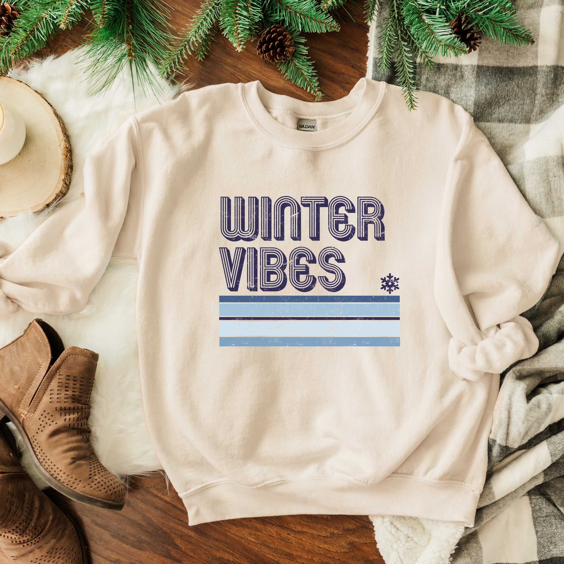 Winter Vibes Stripes - Women's Graphic Sweatshirt