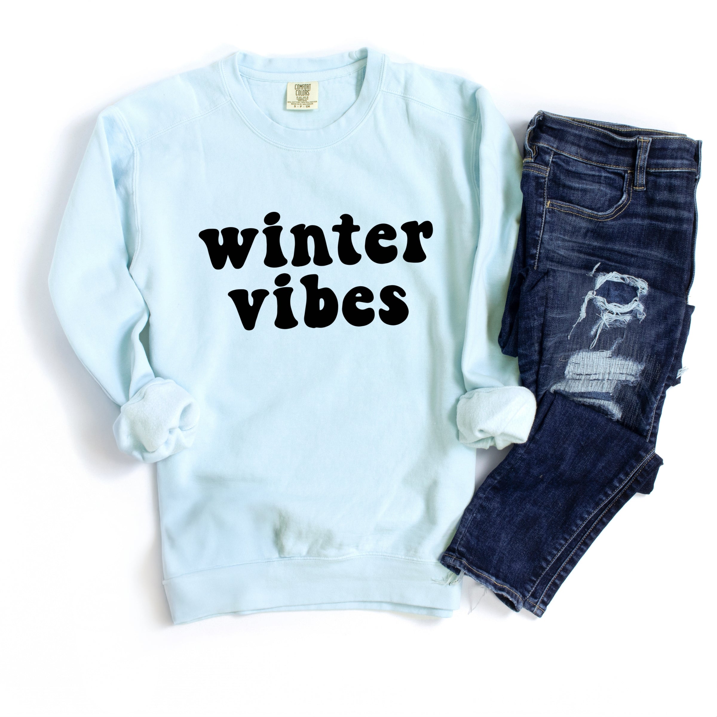 Retro Winter Vibes - Women's Garment Dyed Graphic Sweatshirt