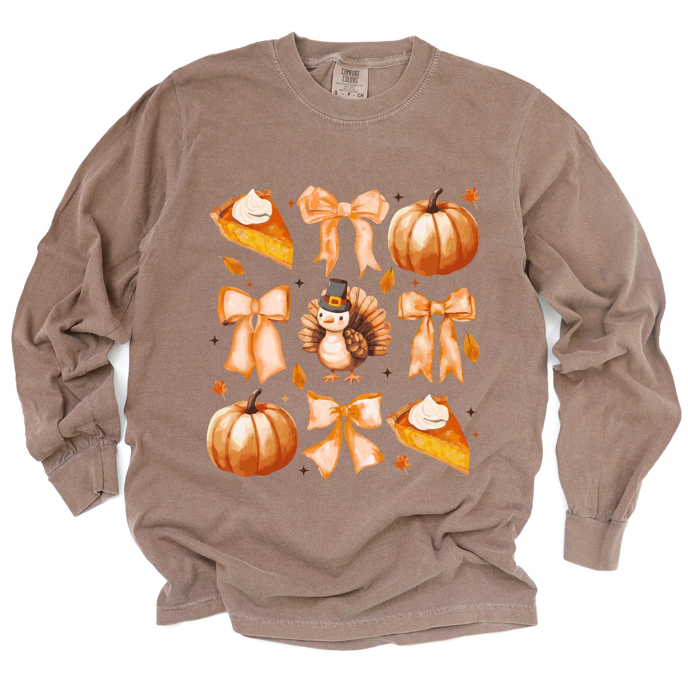 Coquette Turkey Pie - Women's Garment Dyed Long Sleeve Graphic T-Shirt