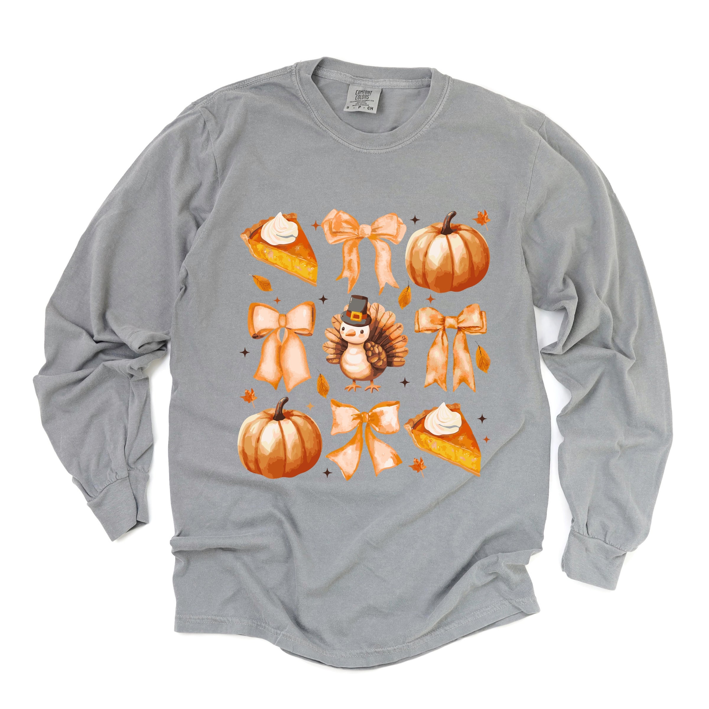 Coquette Turkey Pie - Women's Garment Dyed Long Sleeve Graphic T-Shirt