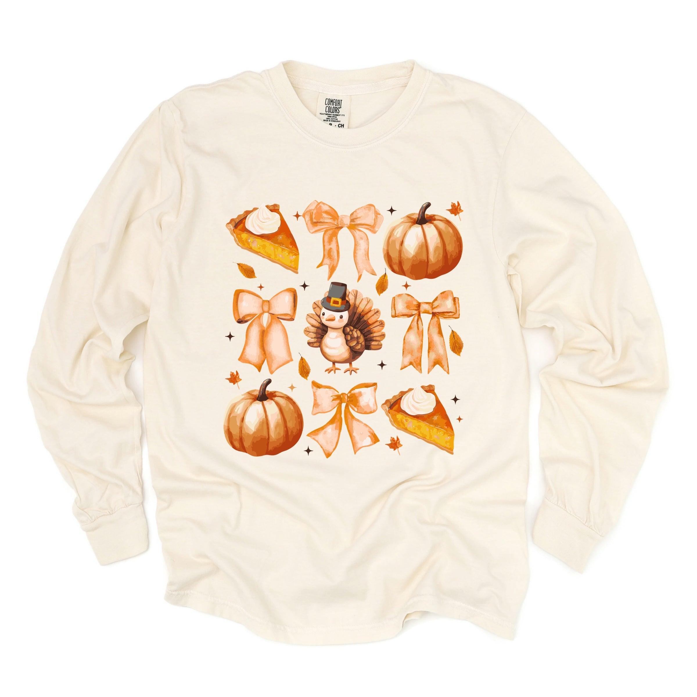 Coquette Turkey Pie - Women's Garment Dyed Long Sleeve Graphic T-Shirt