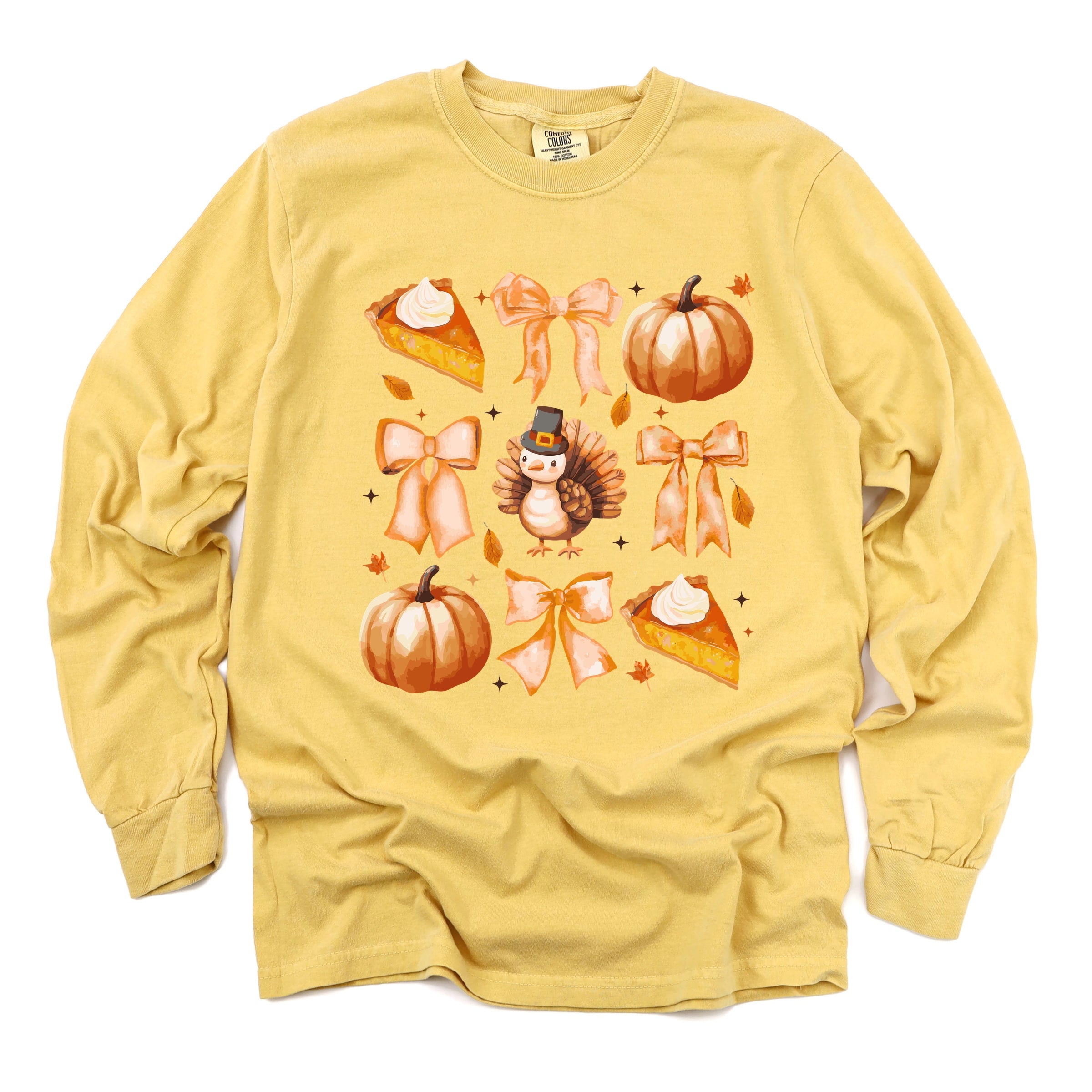 Coquette Turkey Pie - Women's Garment Dyed Long Sleeve Graphic T-Shirt