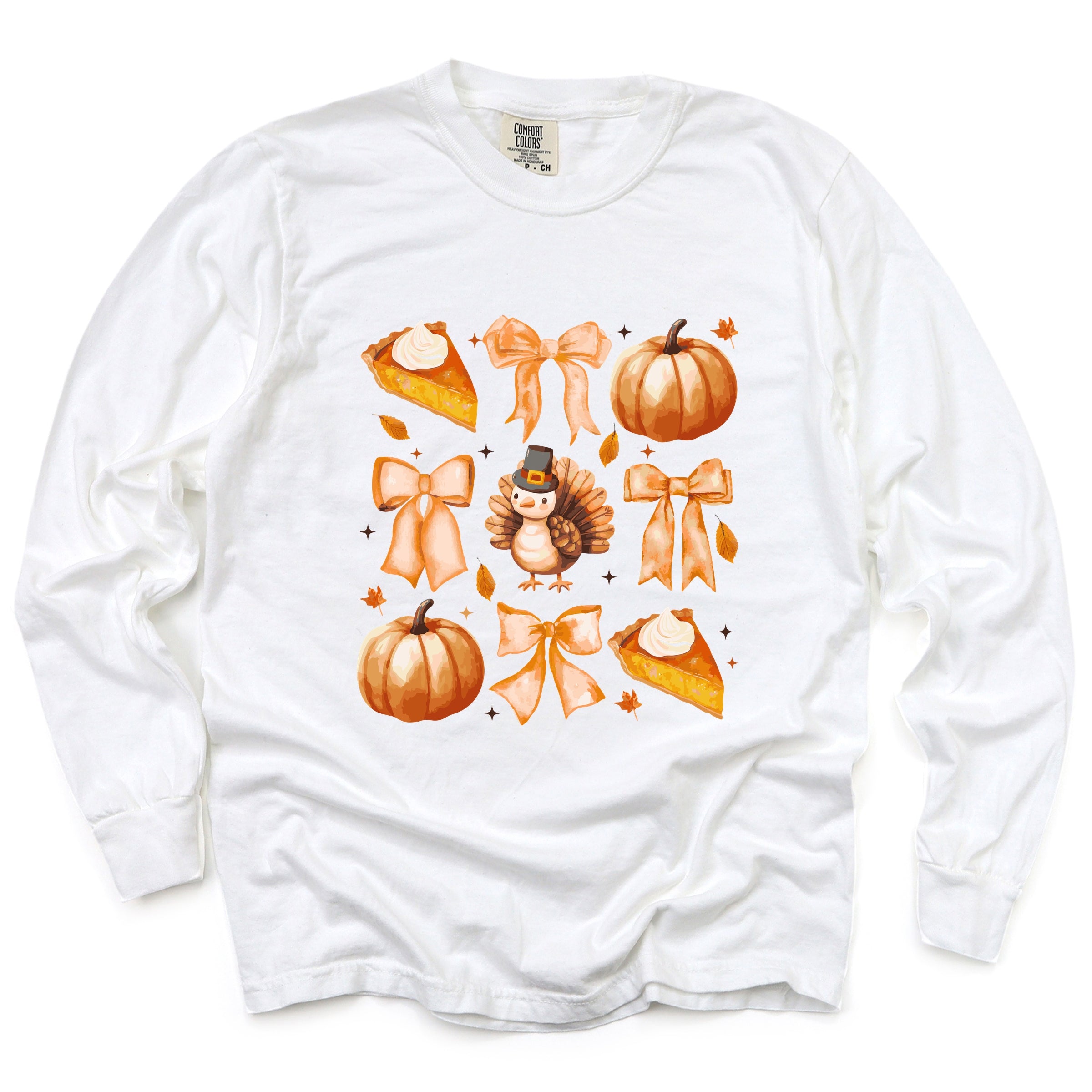 Coquette Turkey Pie - Women's Garment Dyed Long Sleeve Graphic T-Shirt