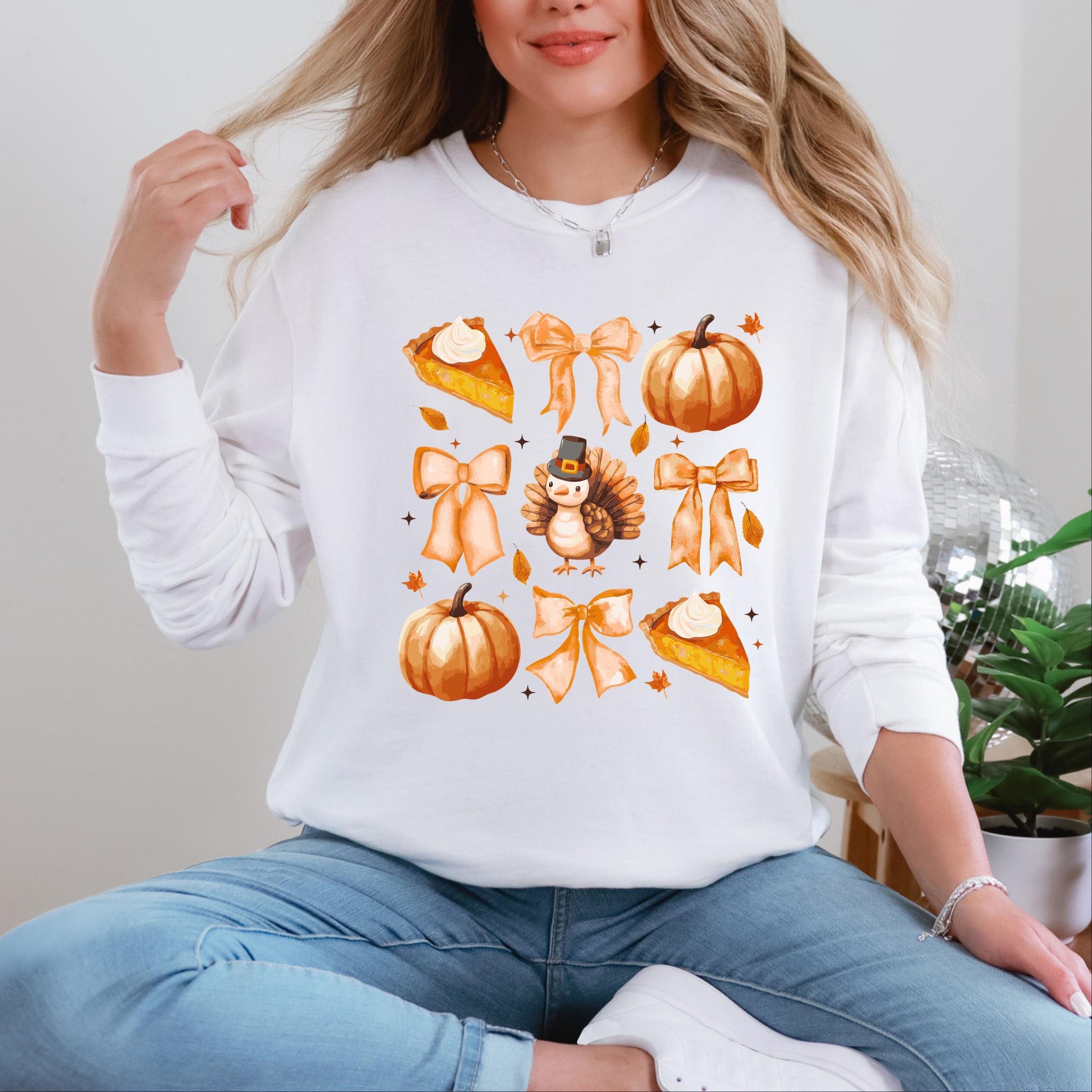 Coquette Turkey Pie - Women's Garment Dyed Long Sleeve Graphic T-Shirt