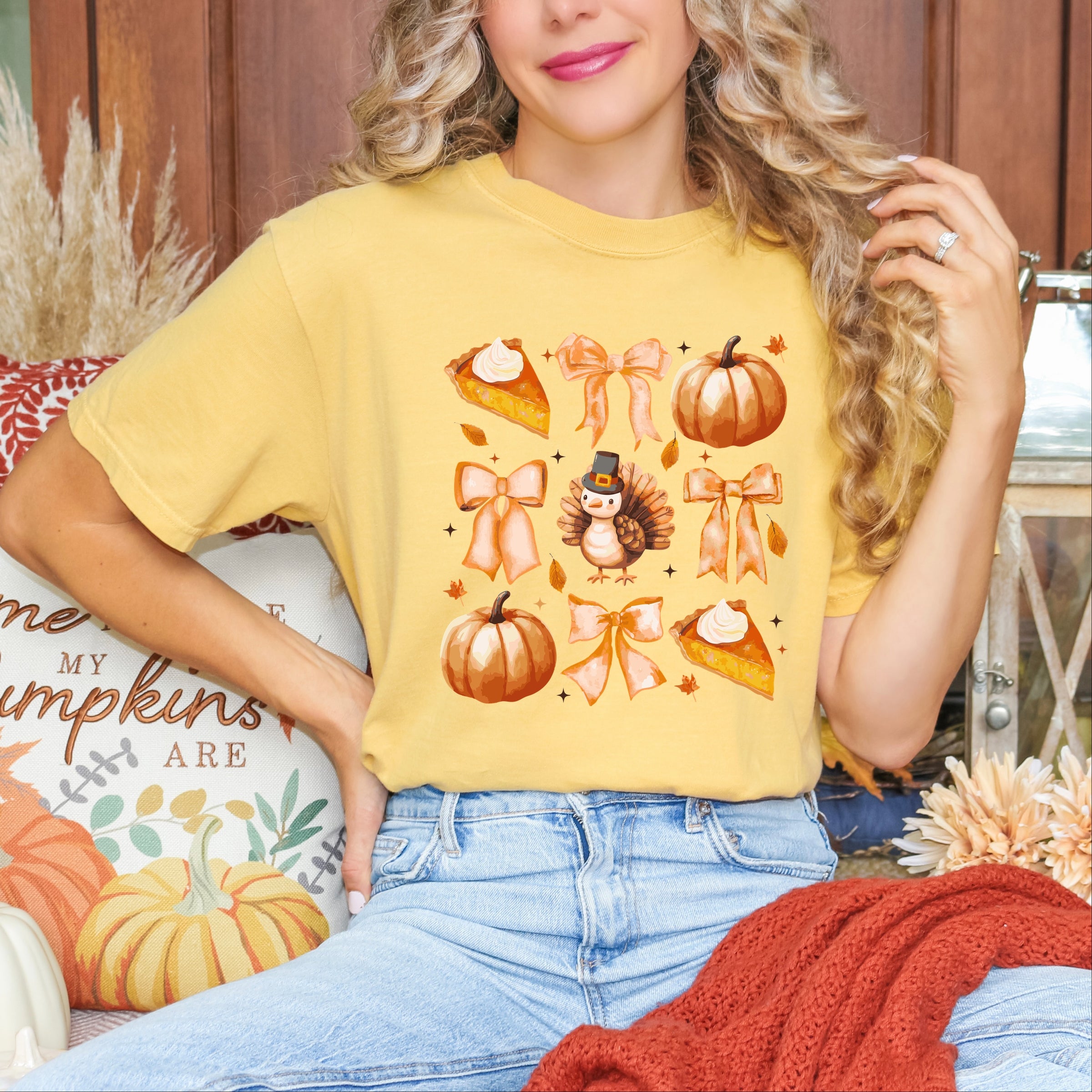 Coquette Turkey Pie - Women's Garment Dyed Graphic T-Shirt