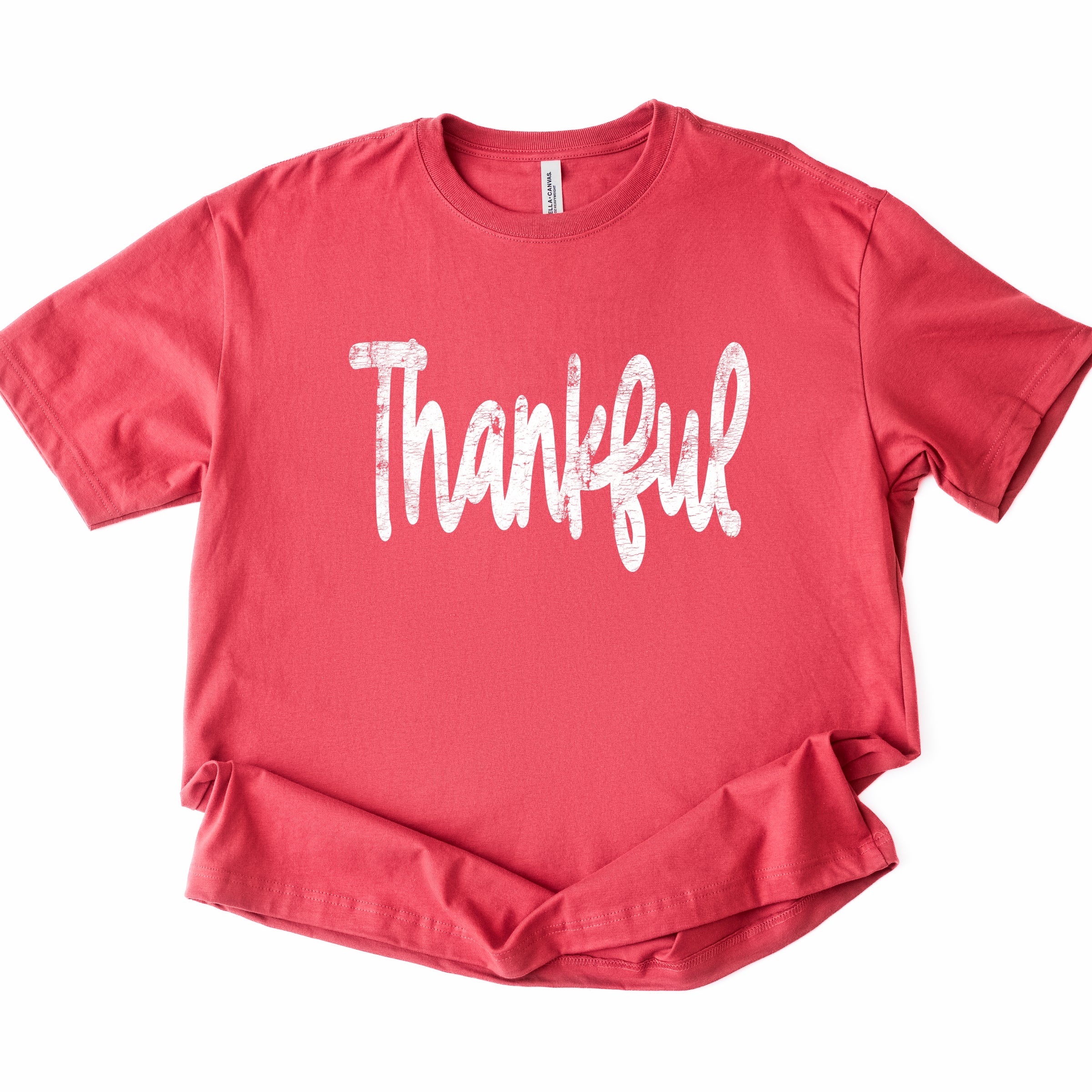 Thankful Cursive Distressed - Women's Heavyweight Graphic T-Shirt