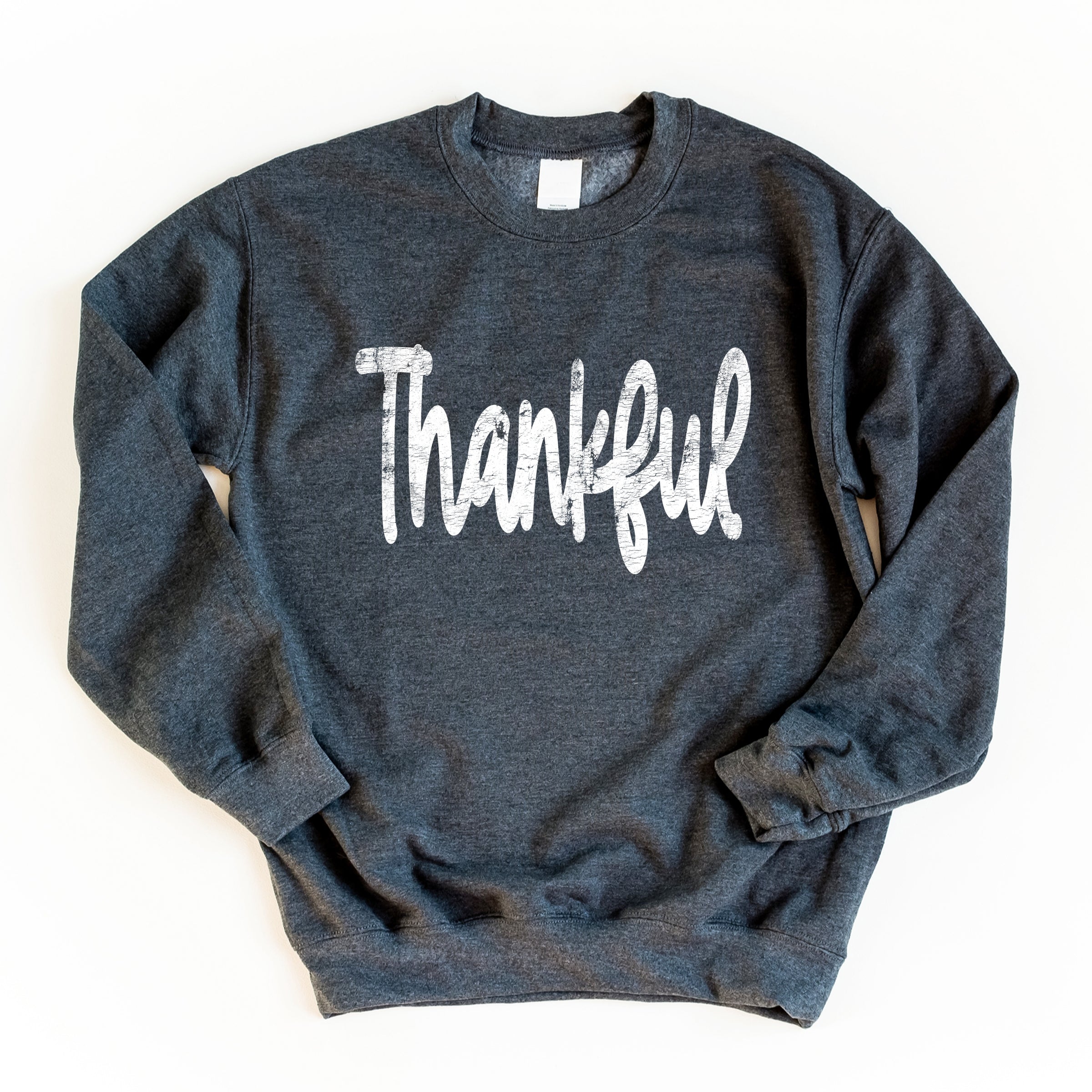 Thankful Cursive Distressed - Women's Graphic Sweatshirt