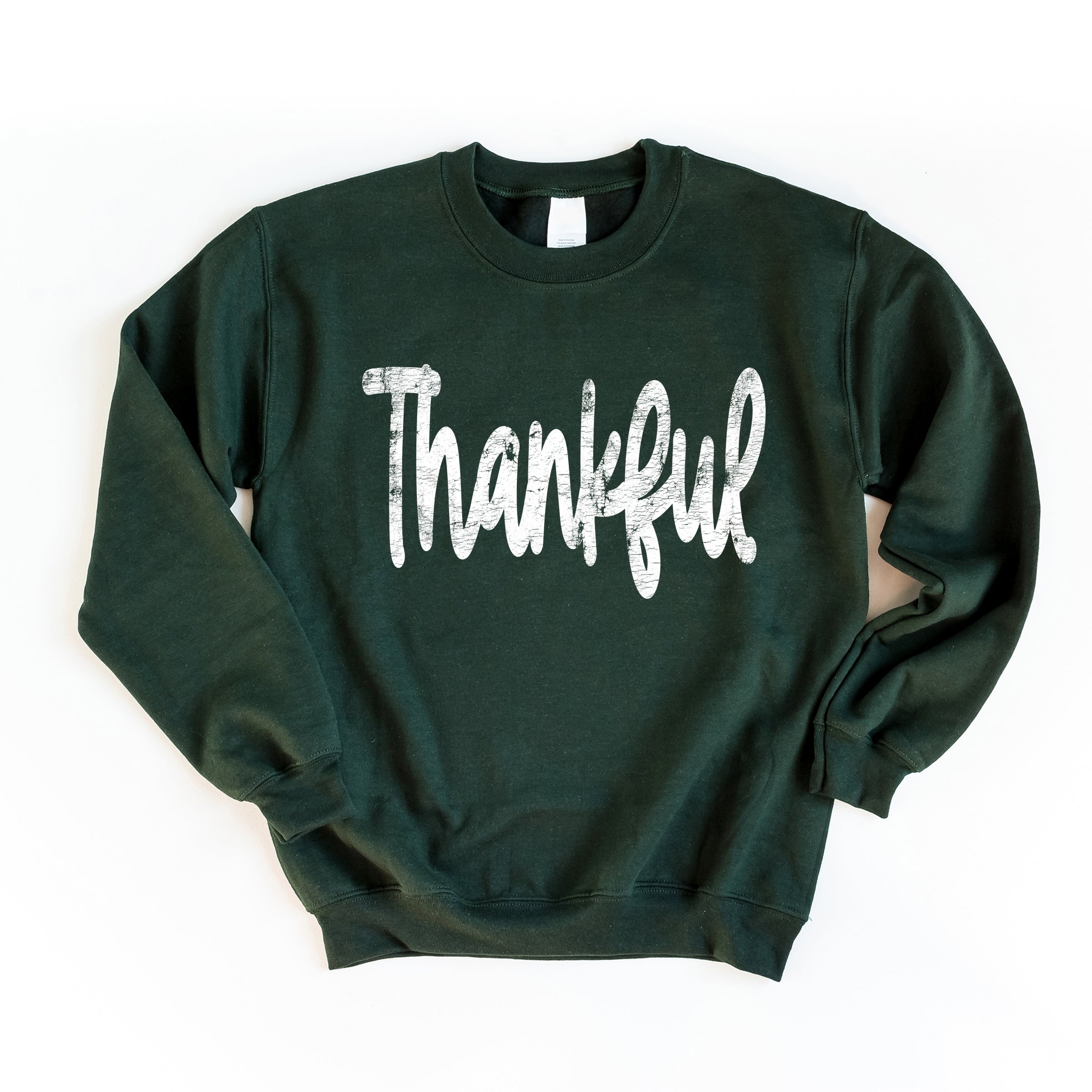 Thankful Cursive Distressed - Women's Graphic Sweatshirt