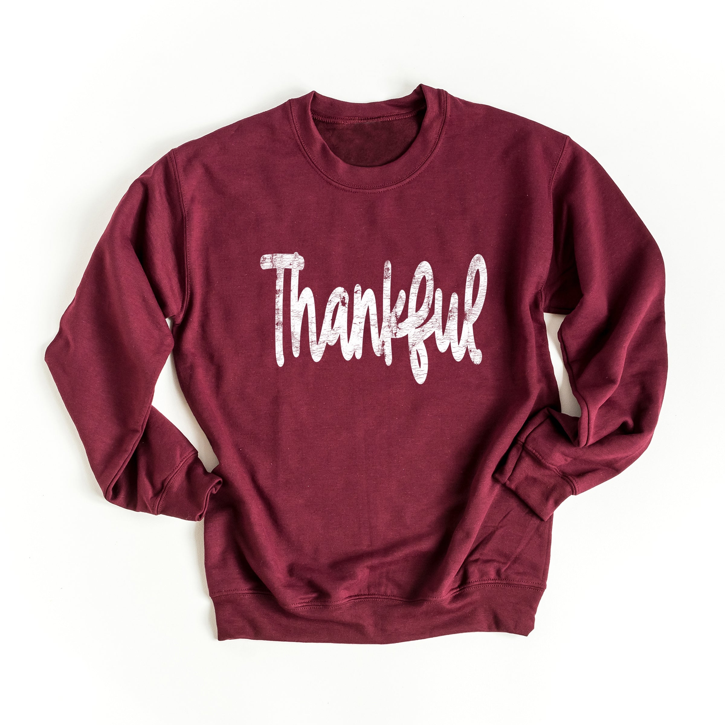 Thankful Cursive Distressed - Women's Graphic Sweatshirt