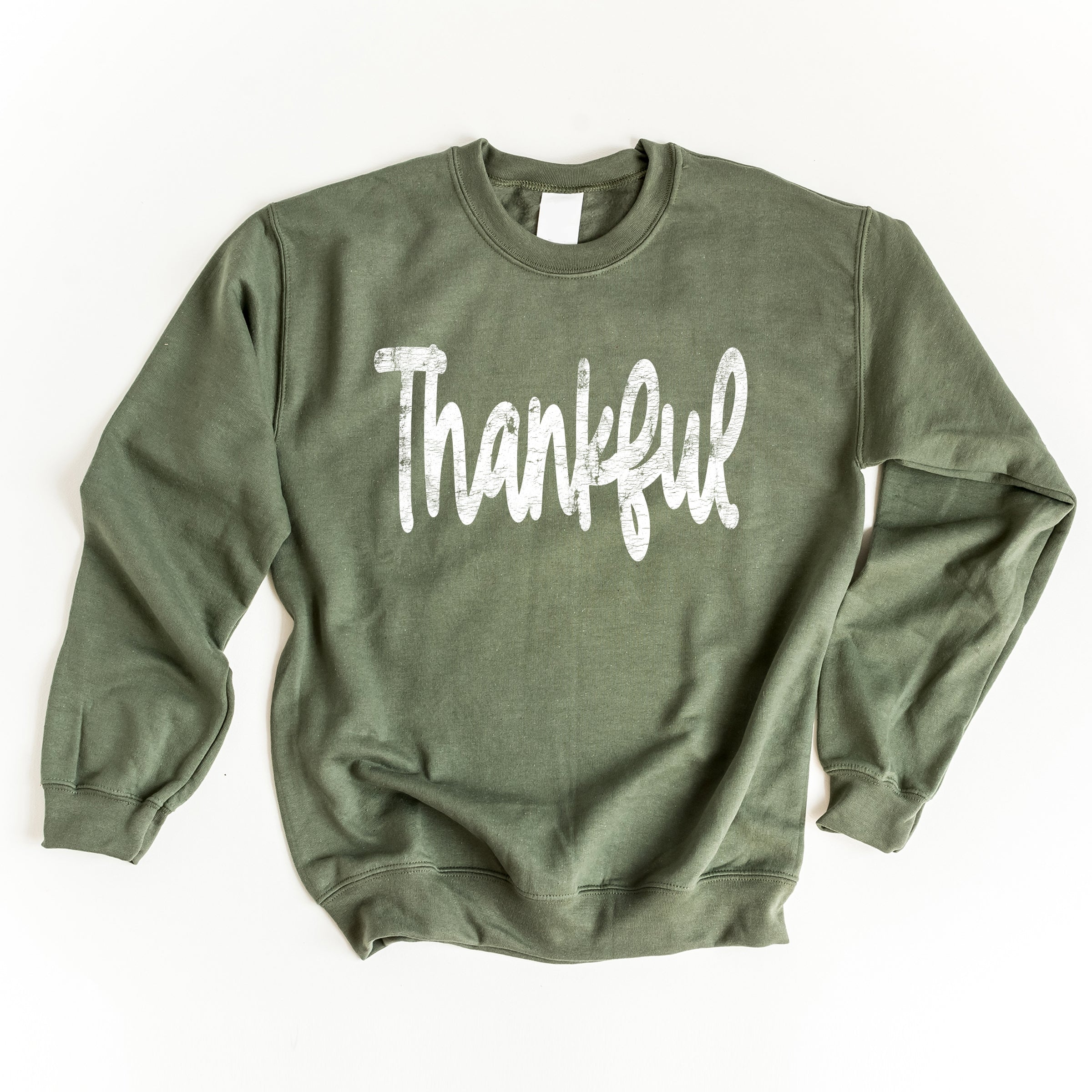 Thankful Cursive Distressed - Women's Graphic Sweatshirt