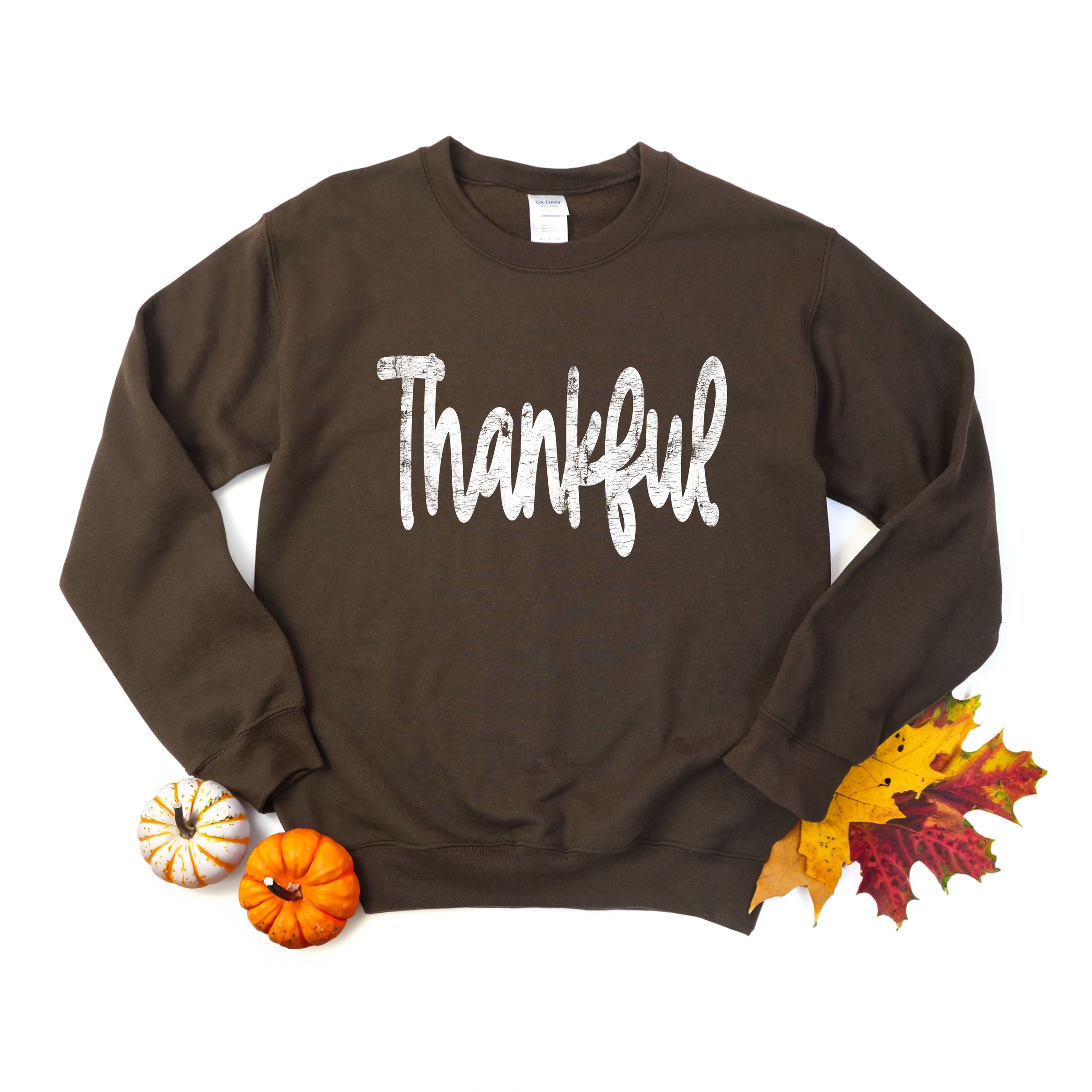 Thankful Cursive Distressed - Women's Graphic Sweatshirt