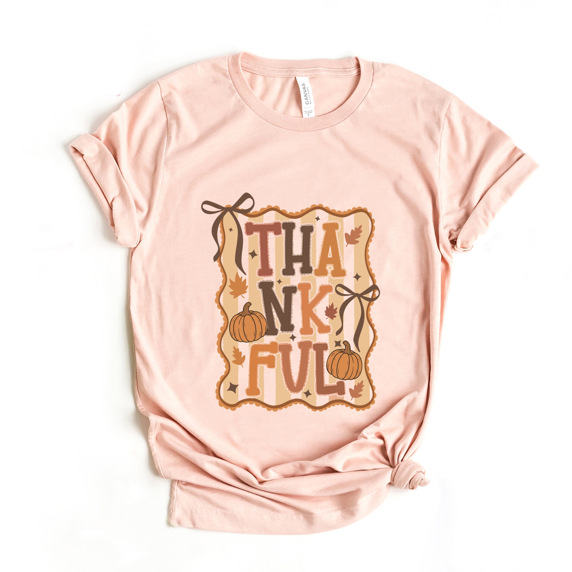 Coquette Thankful Stripes - Women's Short Sleeve Graphic T-Shirt