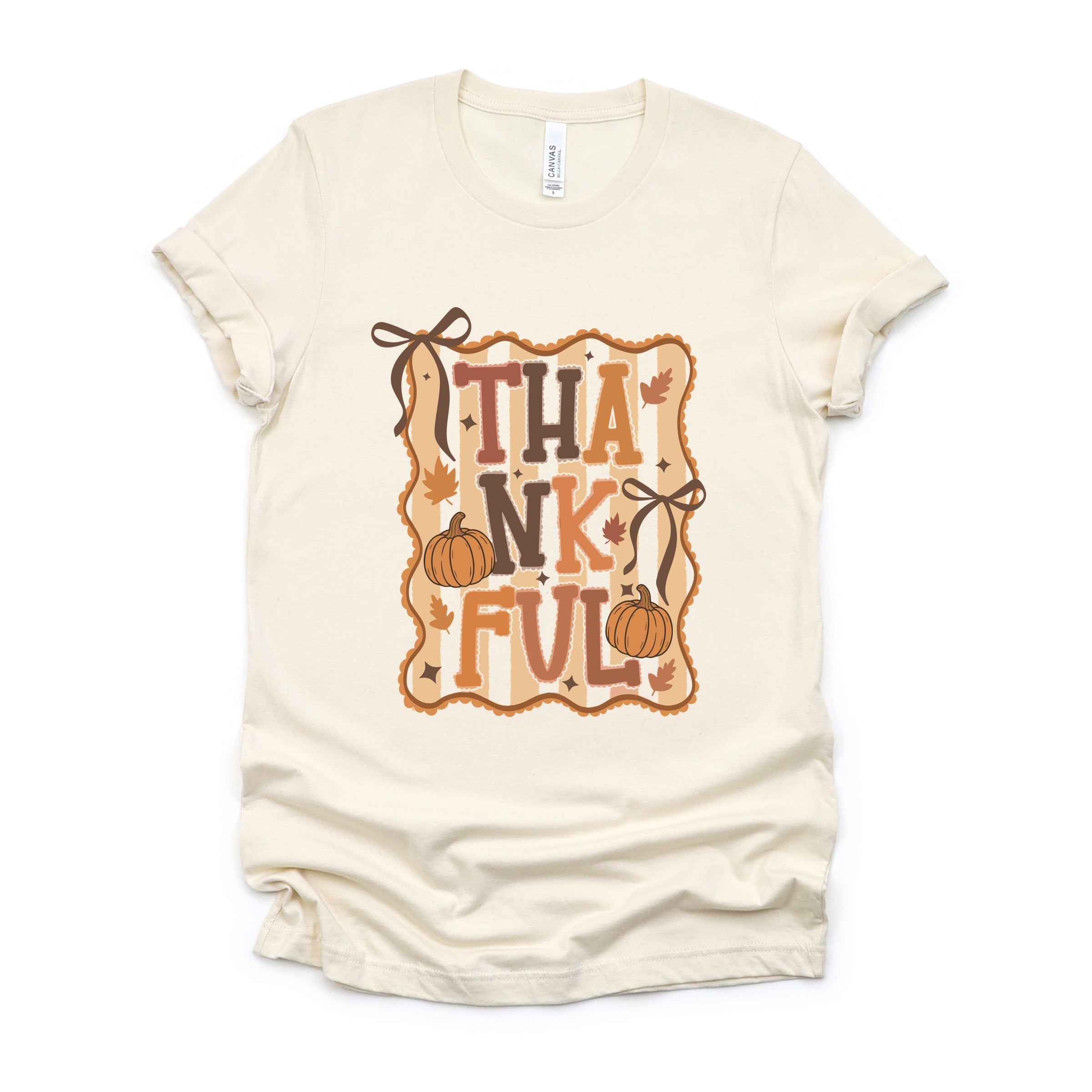 Coquette Thankful Stripes - Women's Short Sleeve Graphic T-Shirt