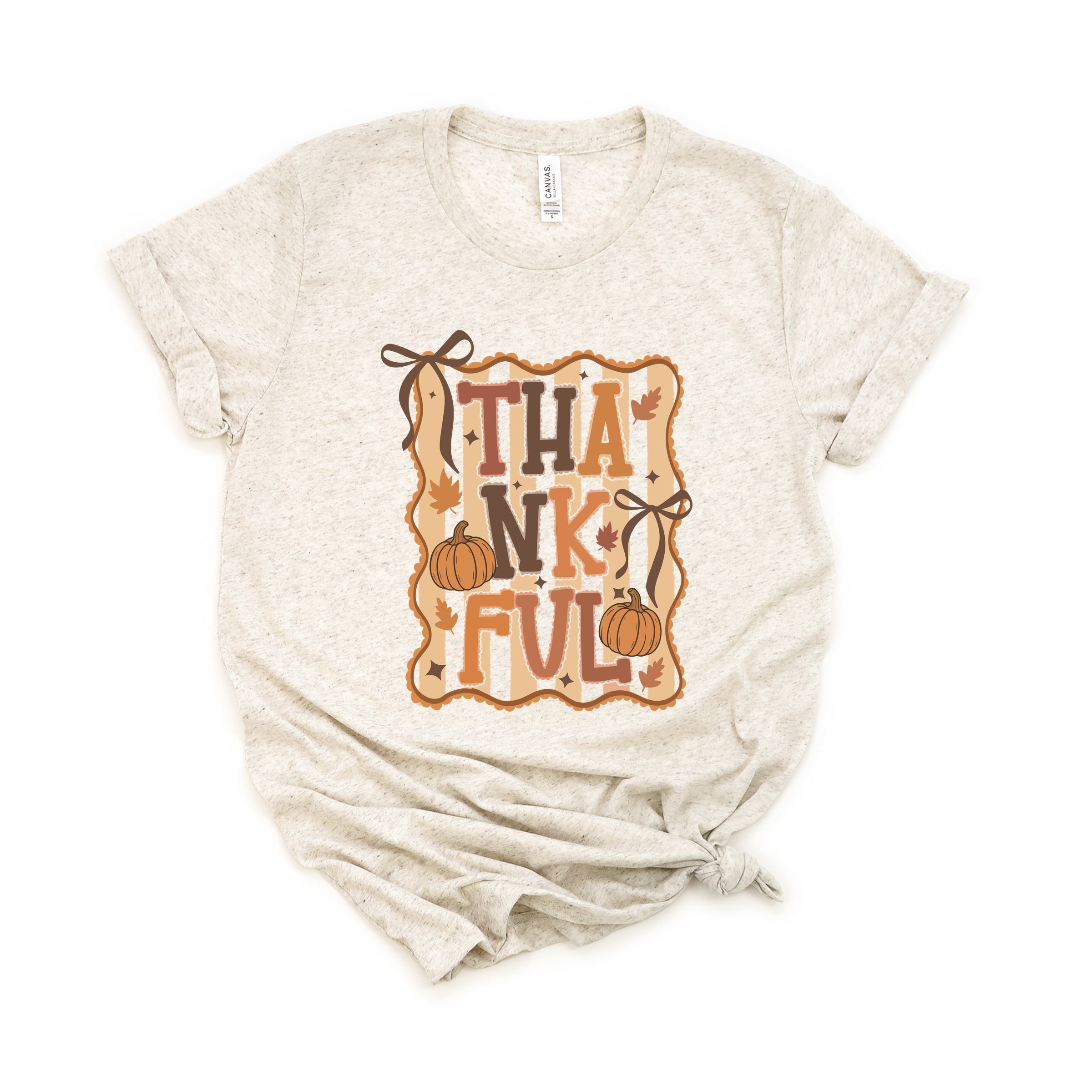 Coquette Thankful Stripes - Women's Short Sleeve Graphic T-Shirt