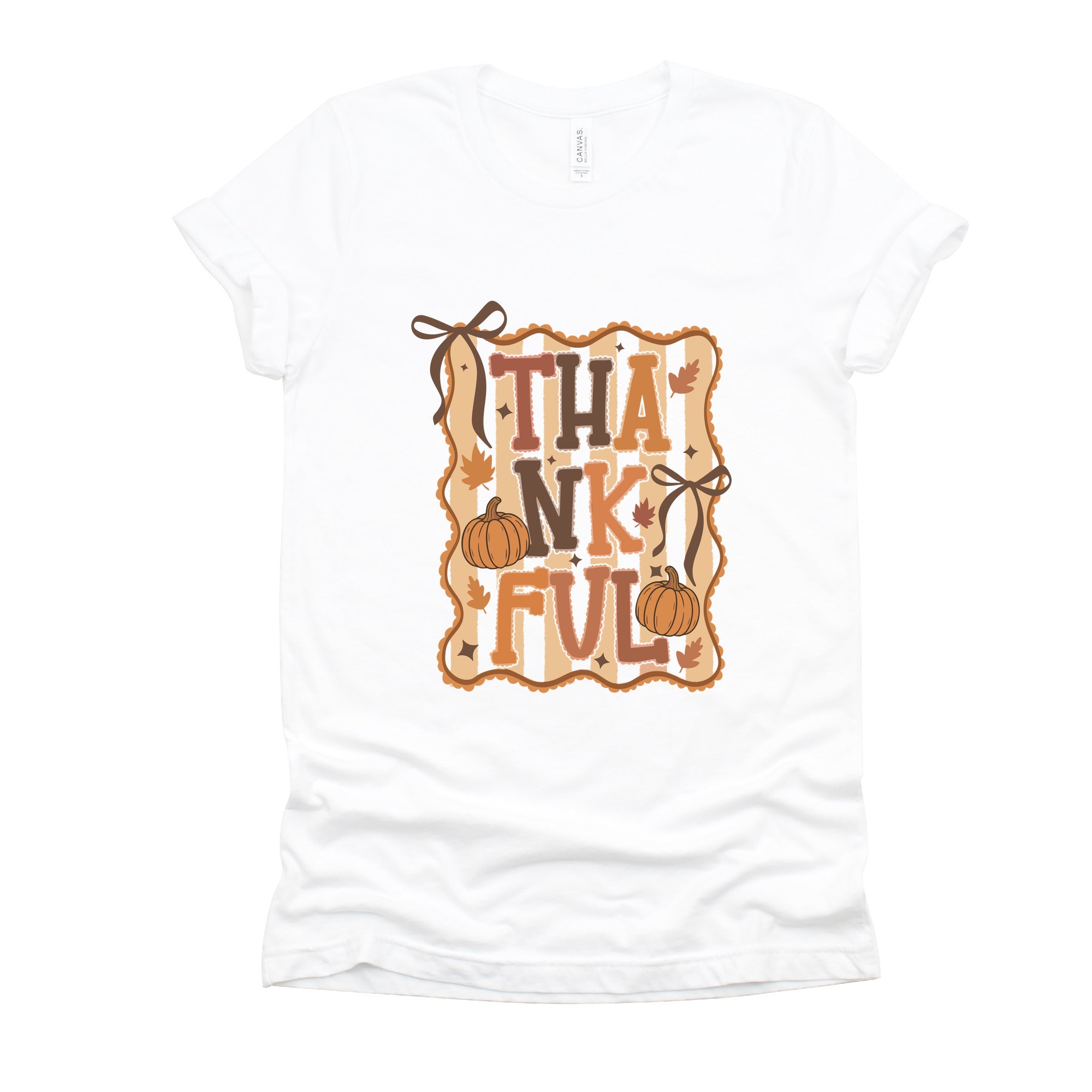 Coquette Thankful Stripes - Women's Short Sleeve Graphic T-Shirt