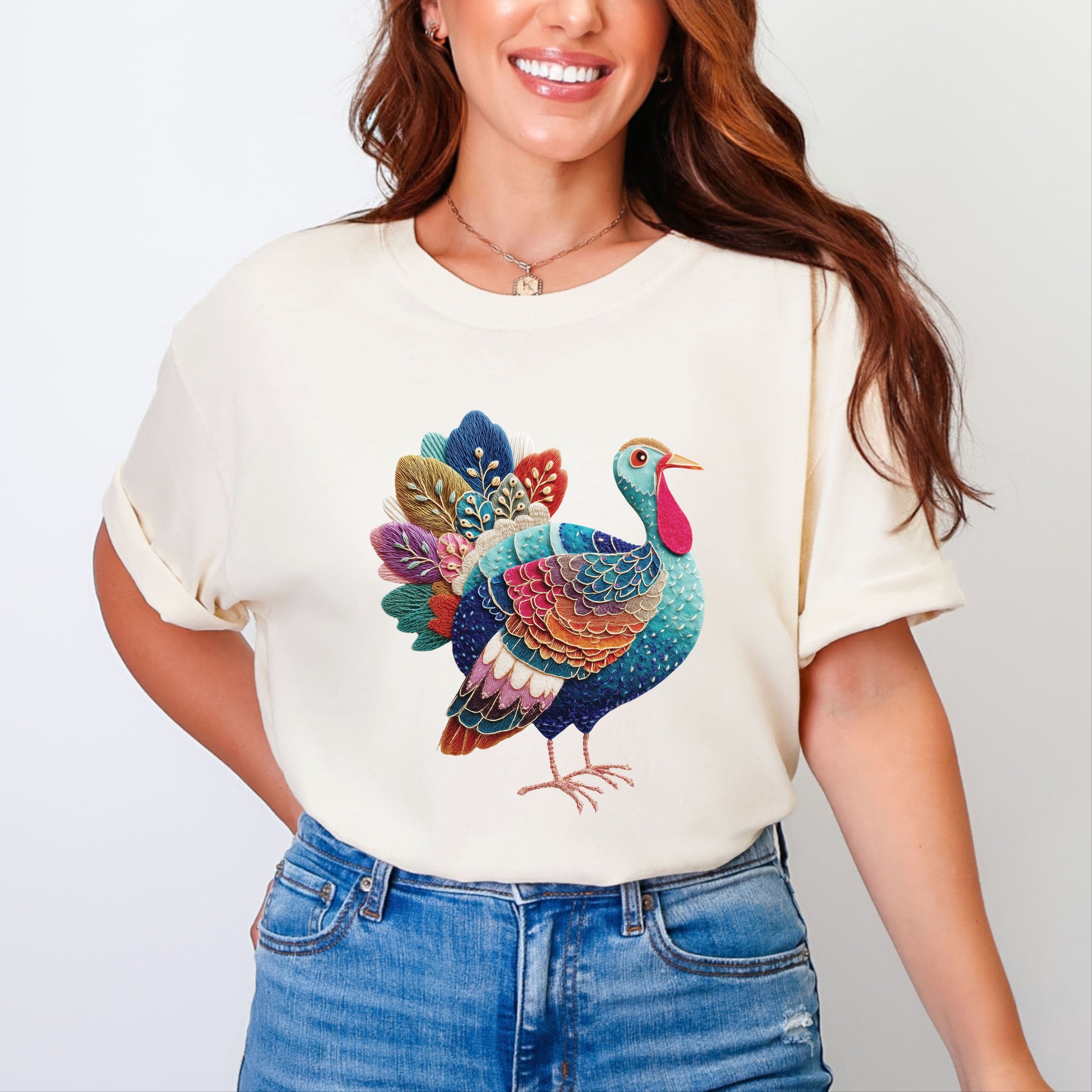 Turkey Patchwork Print - Women's Garment Dyed Graphic T-Shirt