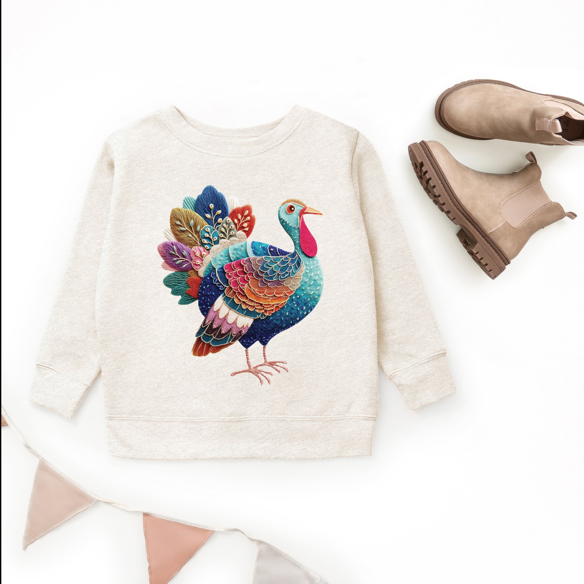 Turkey Patchwork Print - Youth Graphic Sweatshirt