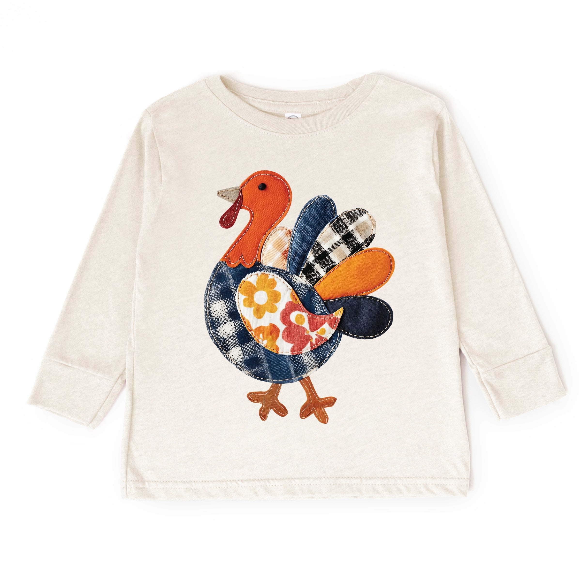 Plaid Turkey Patchwork Print - Toddler Long Sleeve Graphic Tee