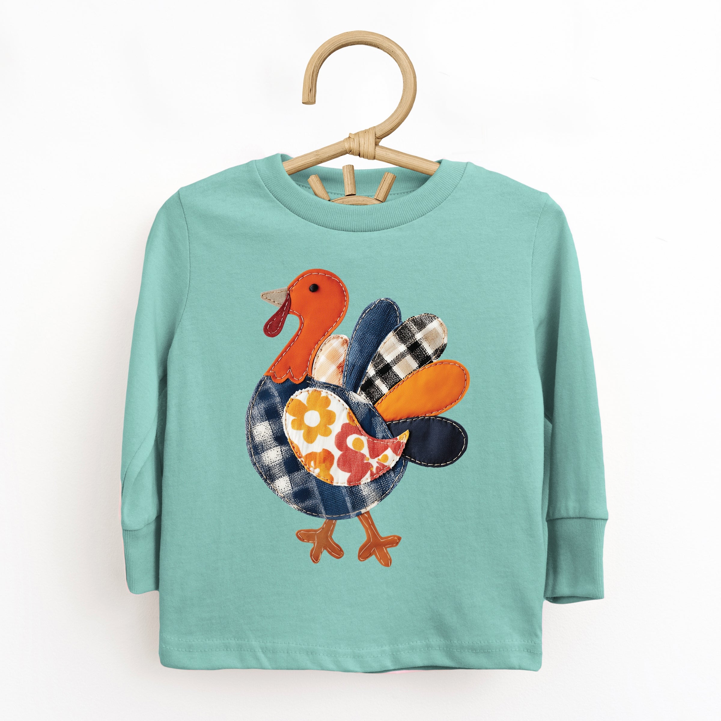 Plaid Turkey Patchwork Print - Toddler Long Sleeve Graphic Tee