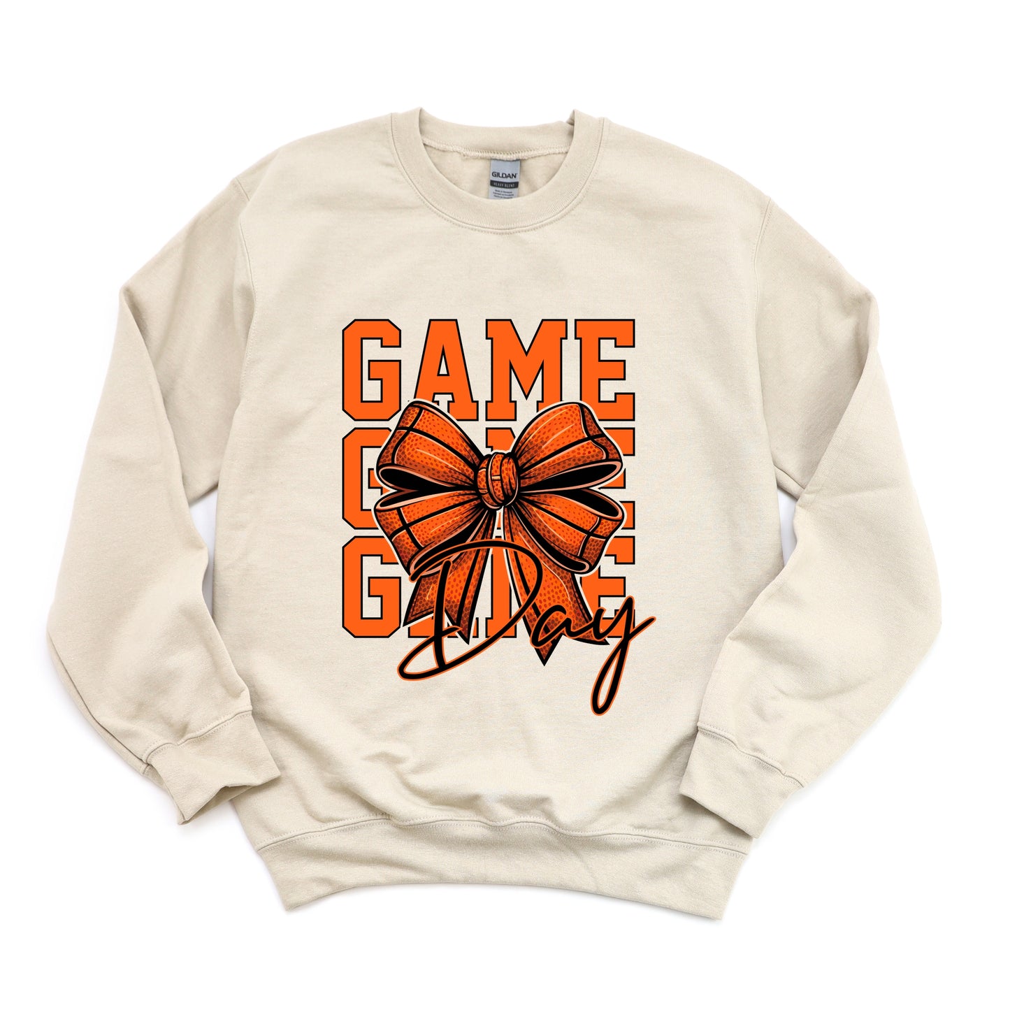 Coquette Basketball Bow Game Day Stacked - Women's Graphic Sweatshirt