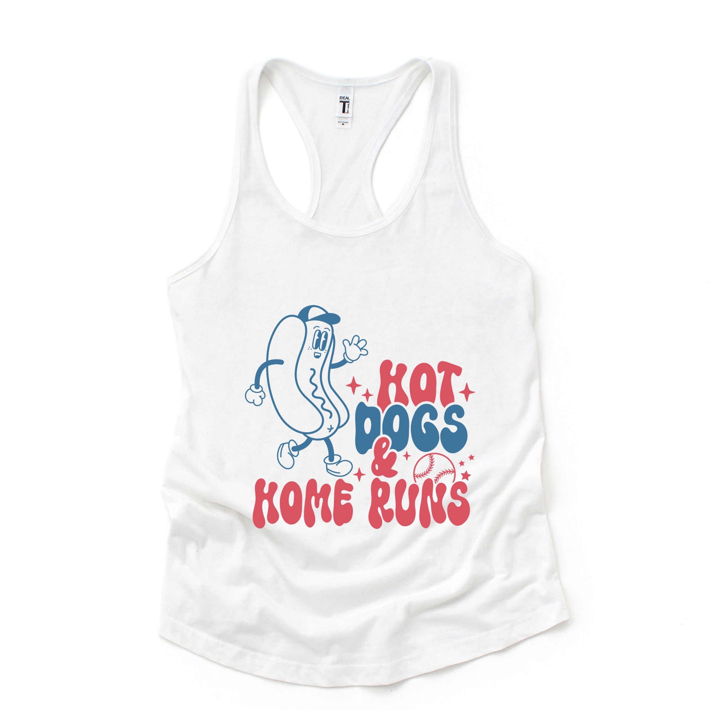 Hot Dogs And Home Runs - Women's Graphic Racerback Tank Top