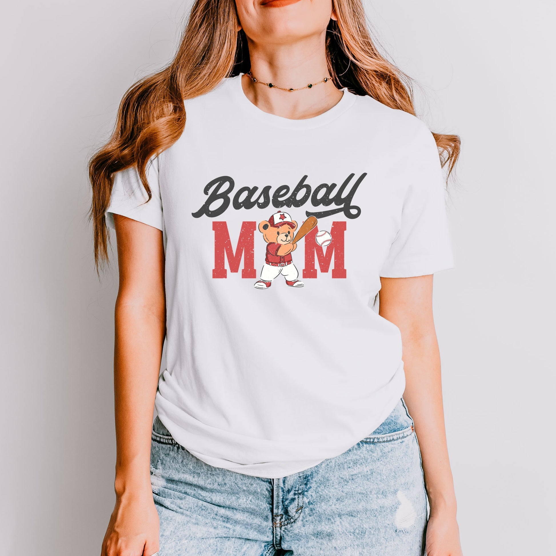 Baseball Mom Teddy Bear - Women's Short Sleeve Graphic T-Shirt