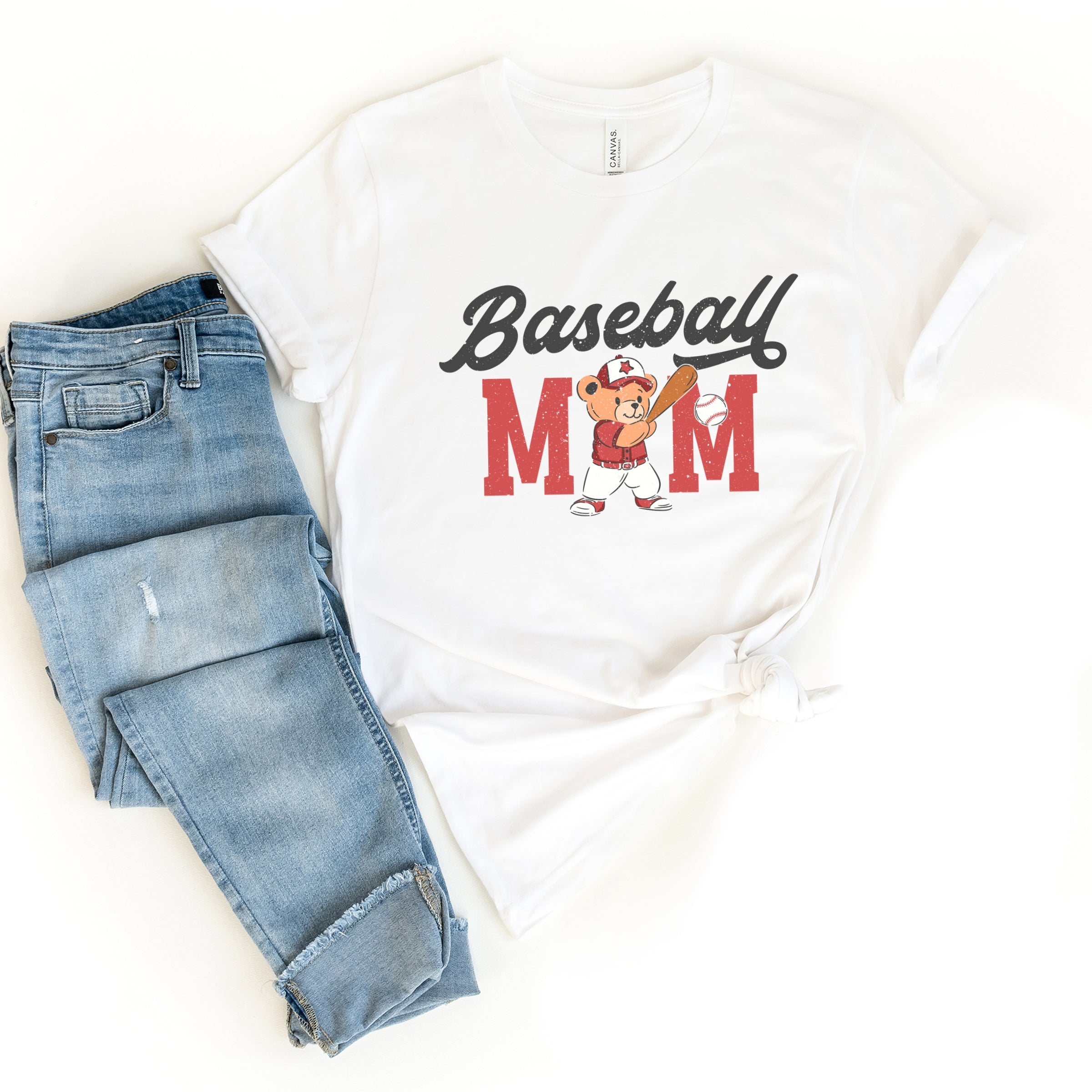 Baseball Mom Teddy Bear - Women's Short Sleeve Graphic T-Shirt