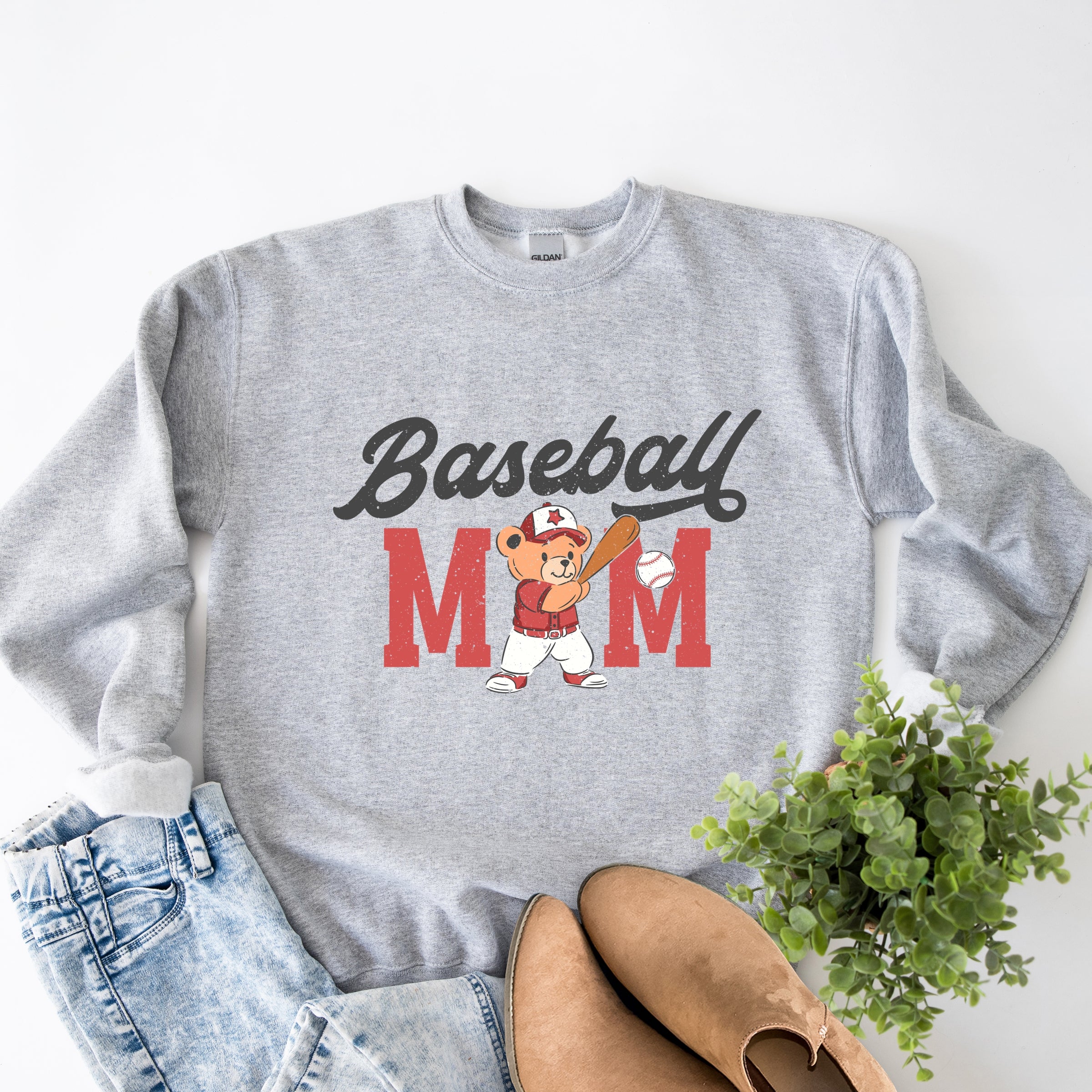 Baseball Mom Teddy Bear - Women's Graphic Sweatshirt