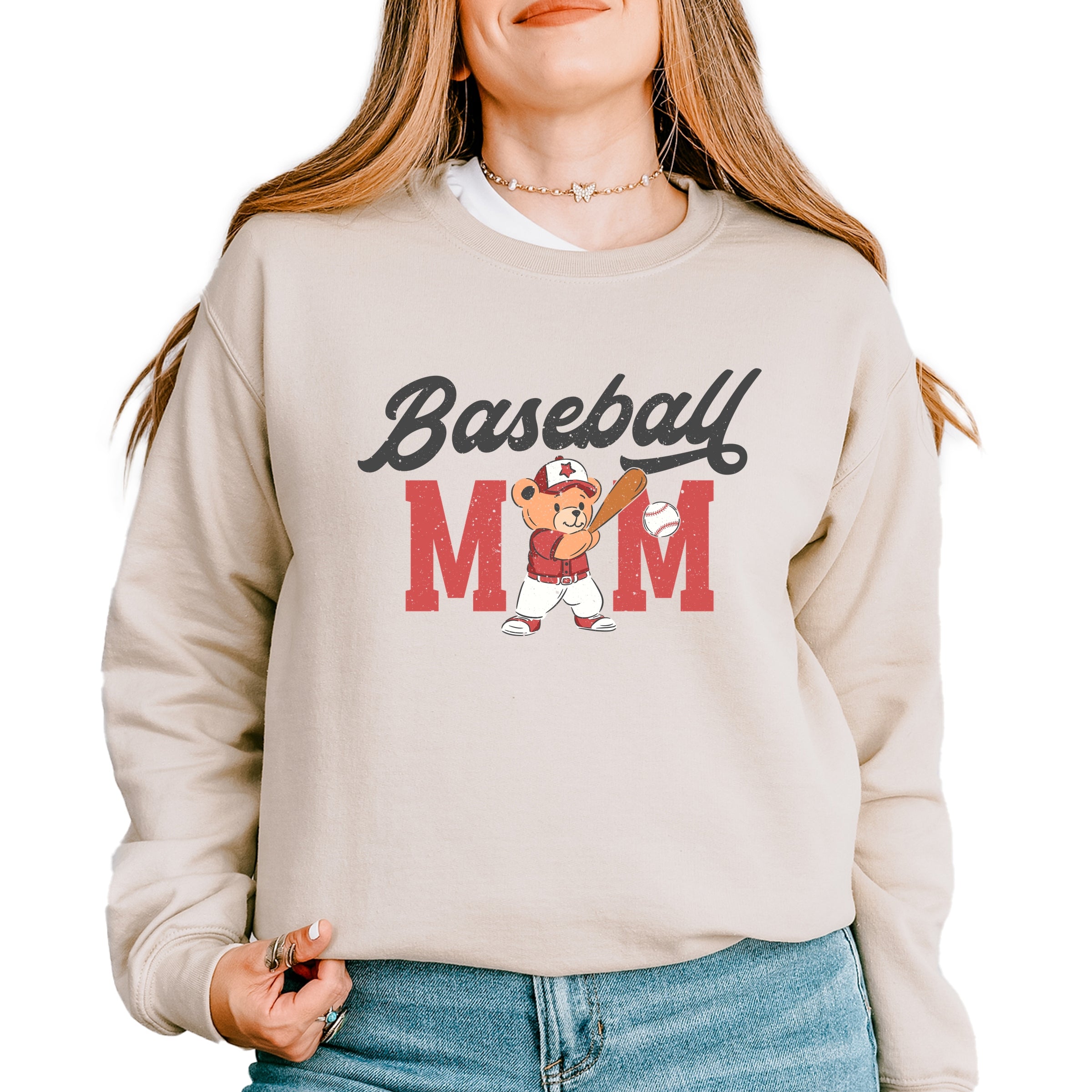 Baseball Mom Teddy Bear - Women's Graphic Sweatshirt