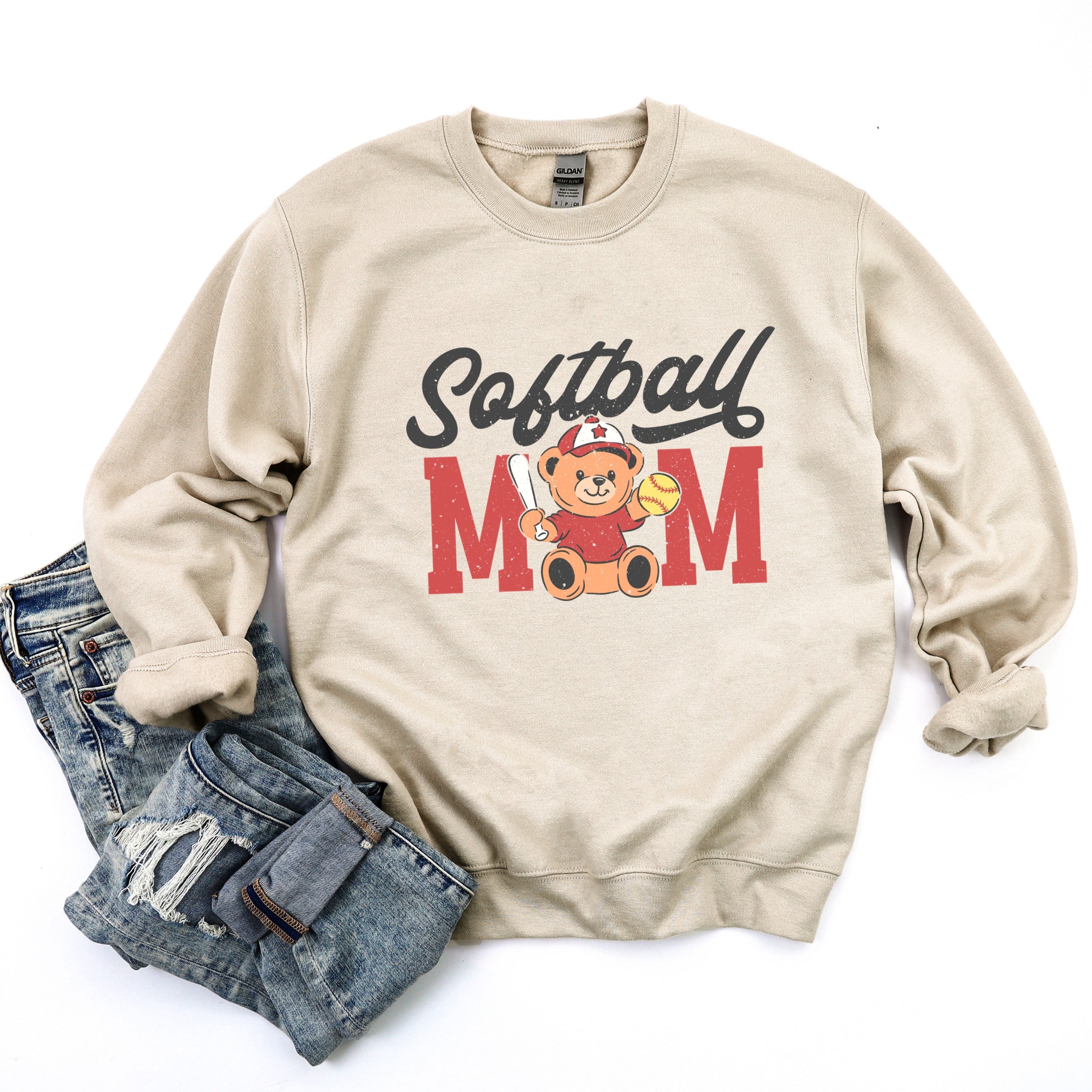 Softball Mom Teddy Bear - Women's Graphic Sweatshirt