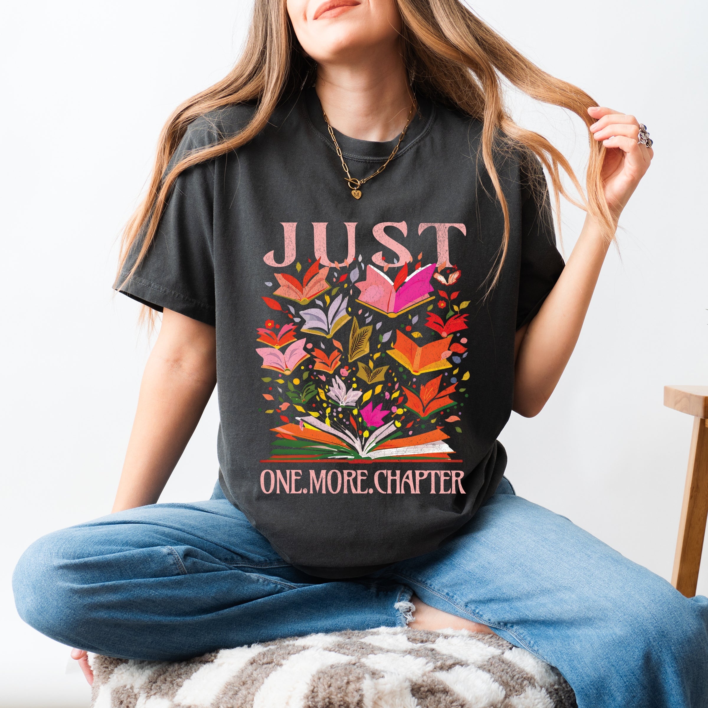 Just One More Chapter Books - Women's Garment Dyed Graphic T-Shirt