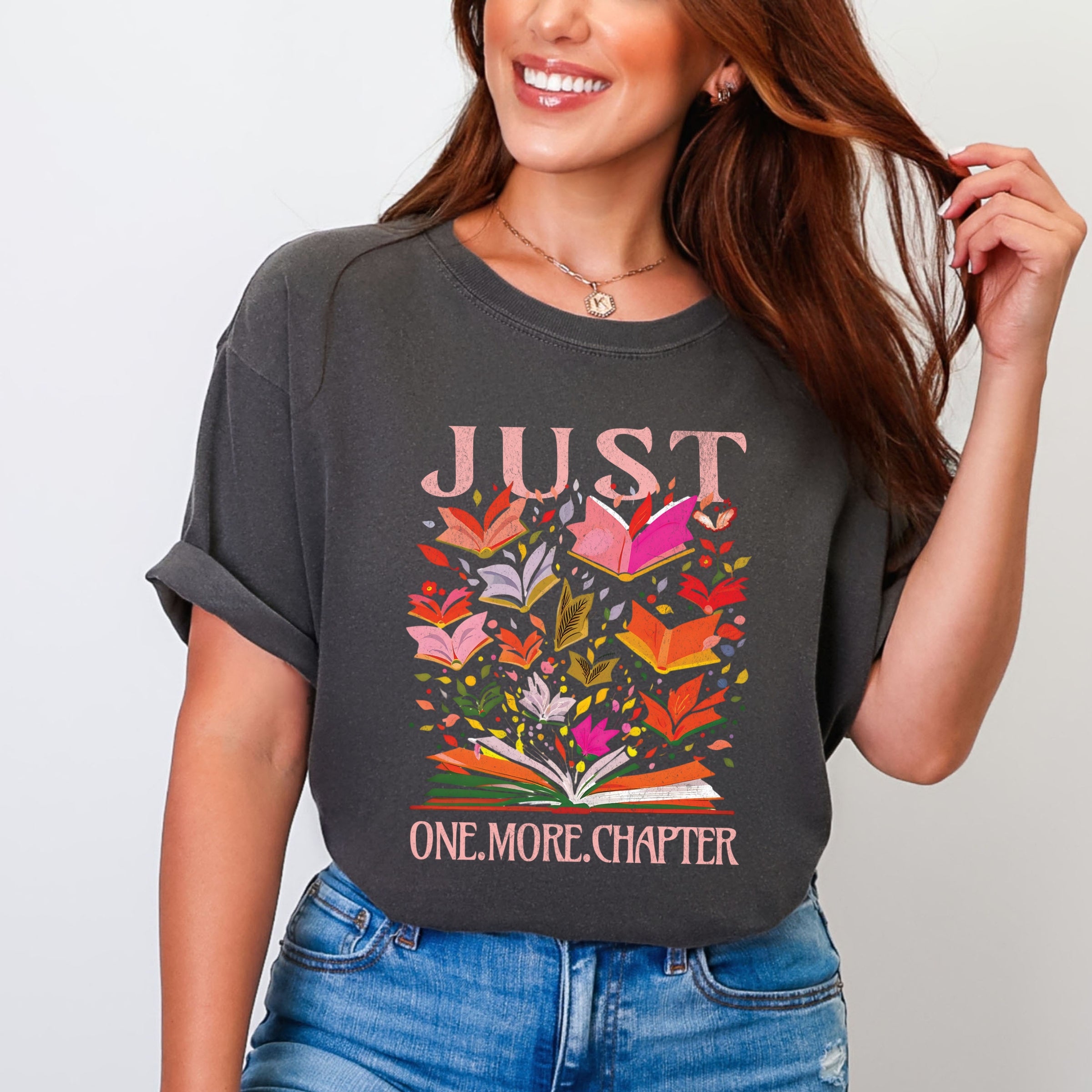 Just One More Chapter Books - Women's Garment Dyed Graphic T-Shirt