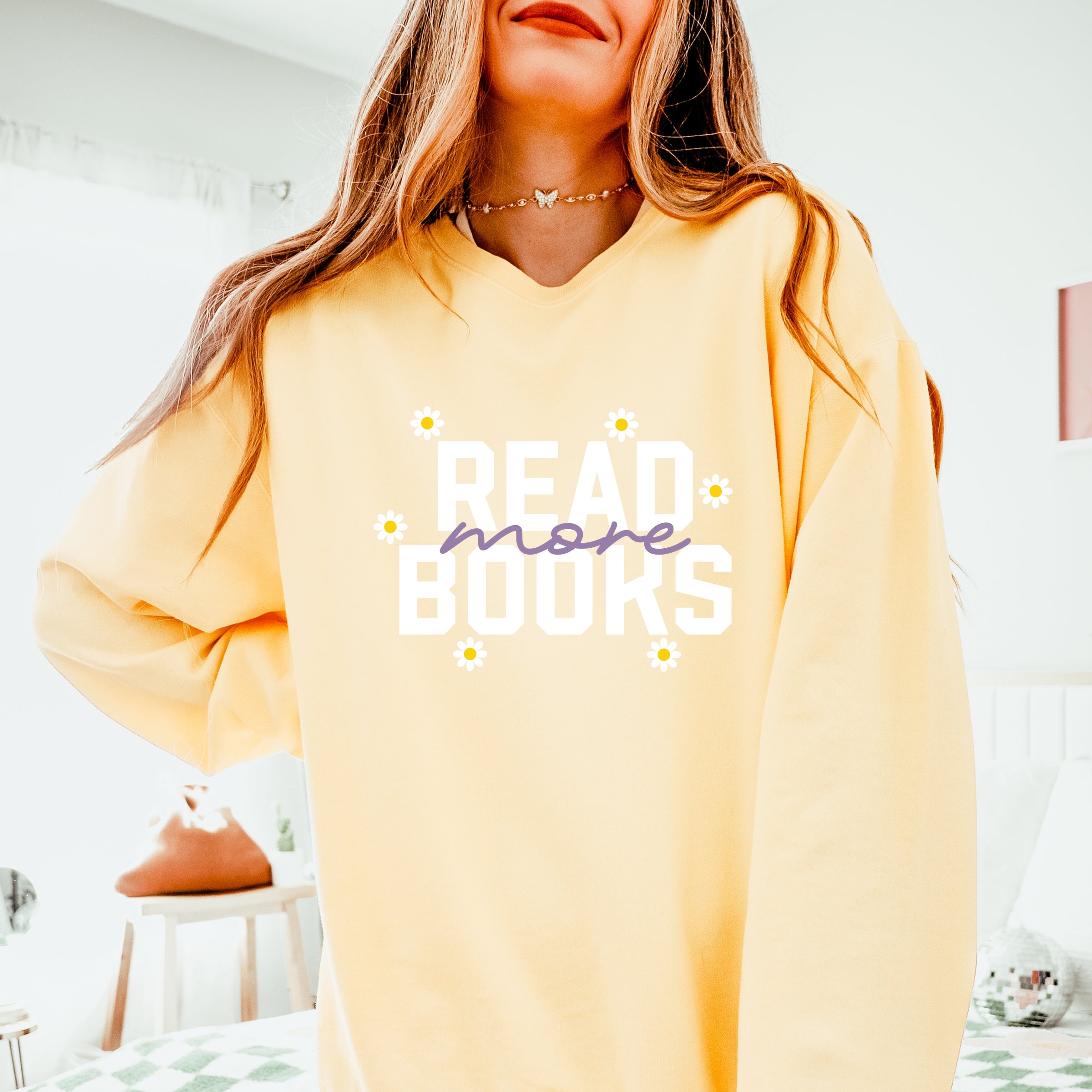 Read More Books Daisies - Women's Lightweight Garment Dyed Sweatshirt