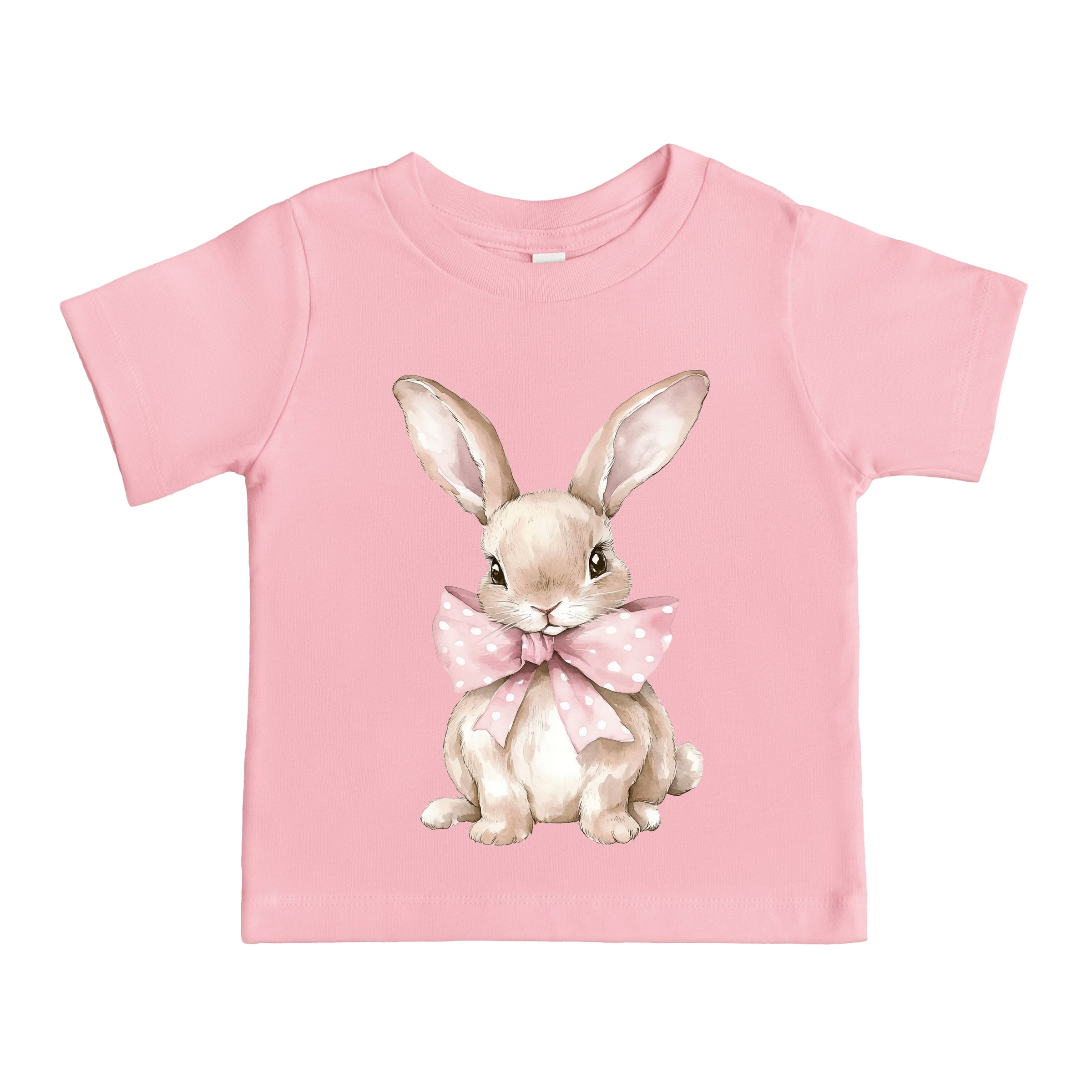 Bunny Watercolor With Bow - Toddler Short Sleeve Graphic T-Shirt