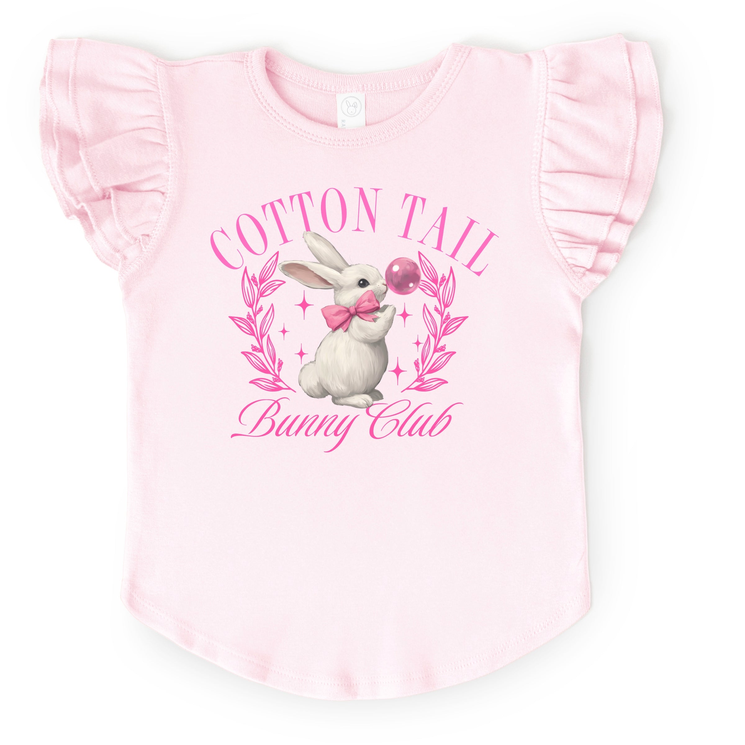 Cotton Tail Bunny Club Bubblegum - Flutter Sleeve Graphic T-Shirt