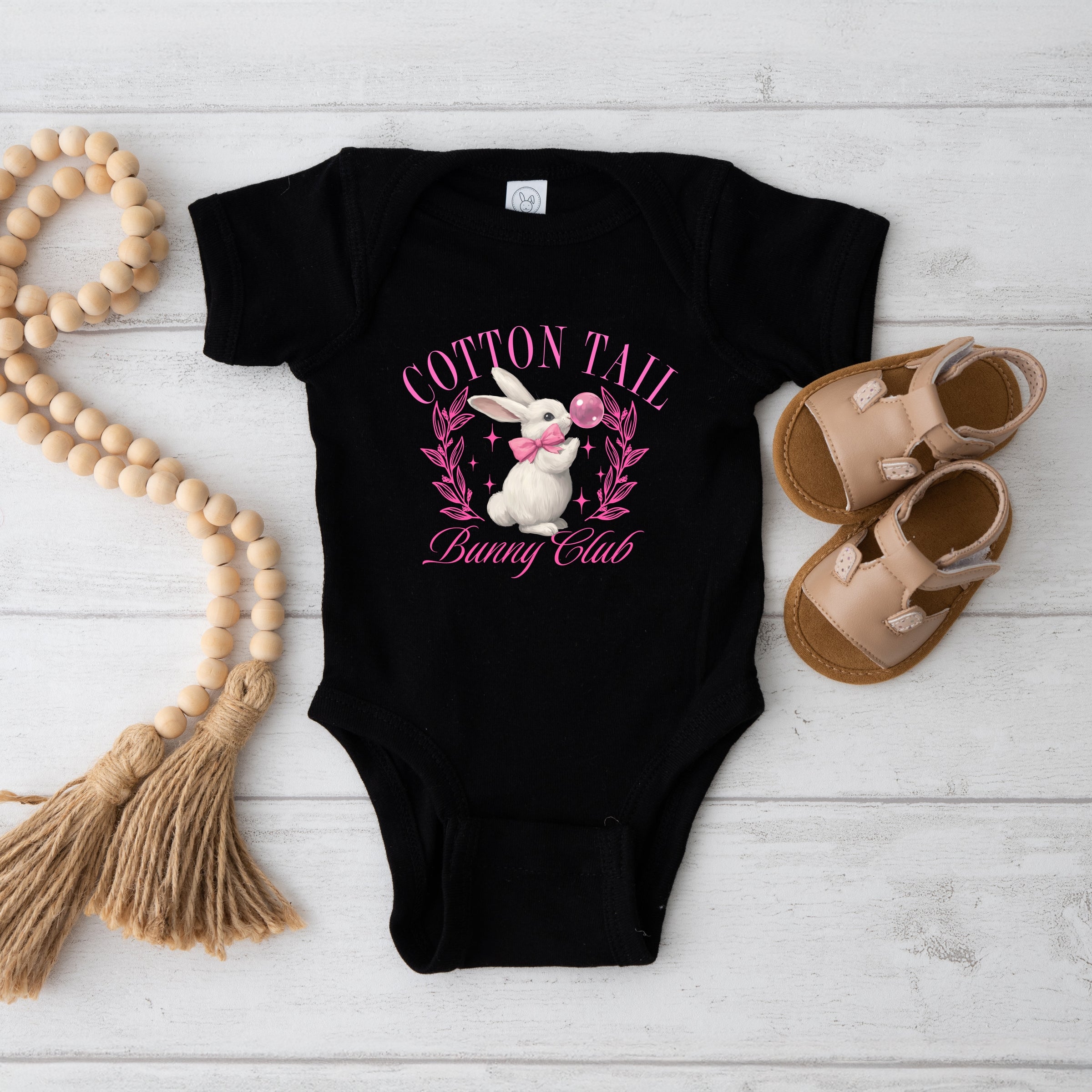 Cotton Tail Bunny Club Bubblegum - Baby Short Sleeve Graphic Bodysuit