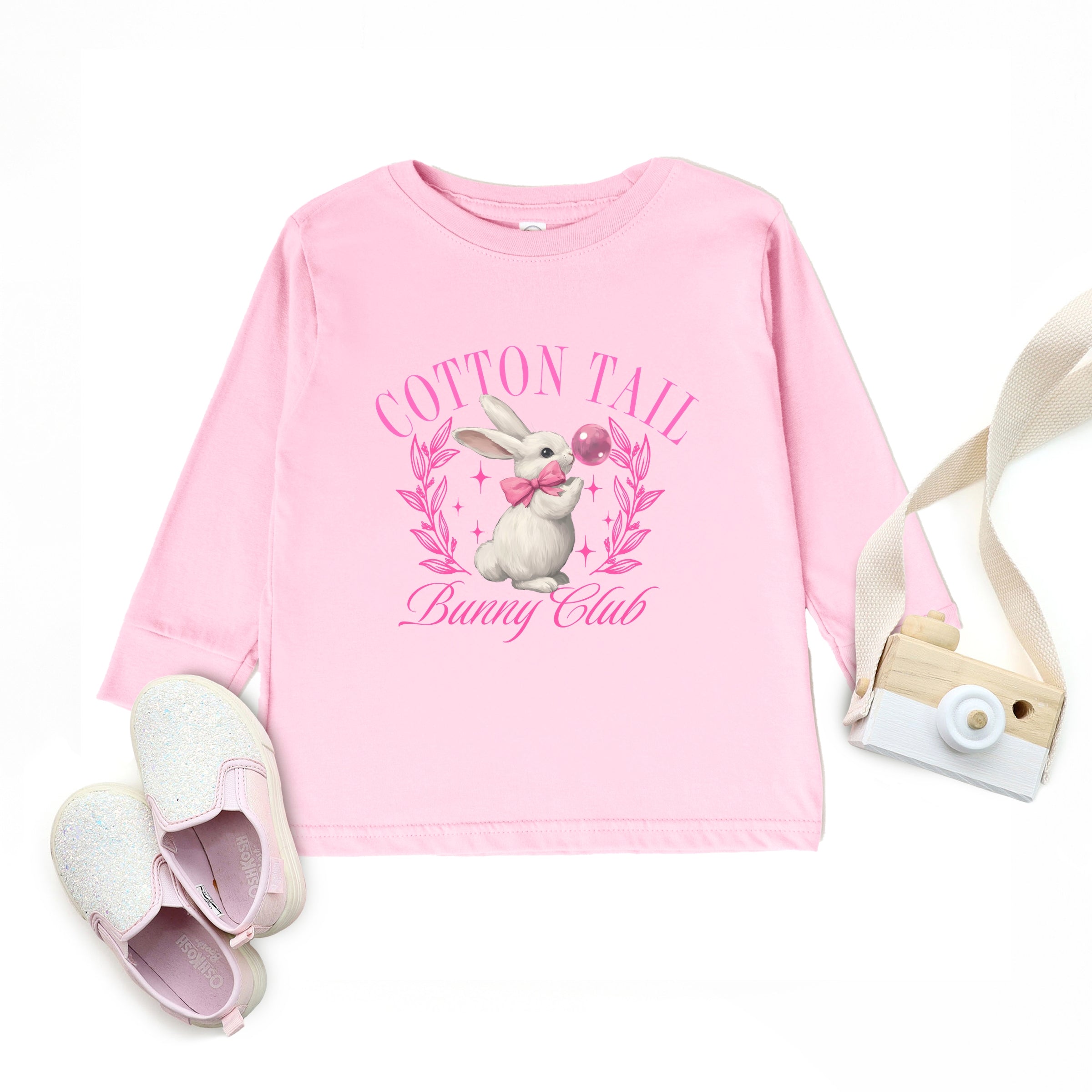 Cotton Tail Bunny Club Bubblegum - Toddler Long Sleeve Graphic Tee