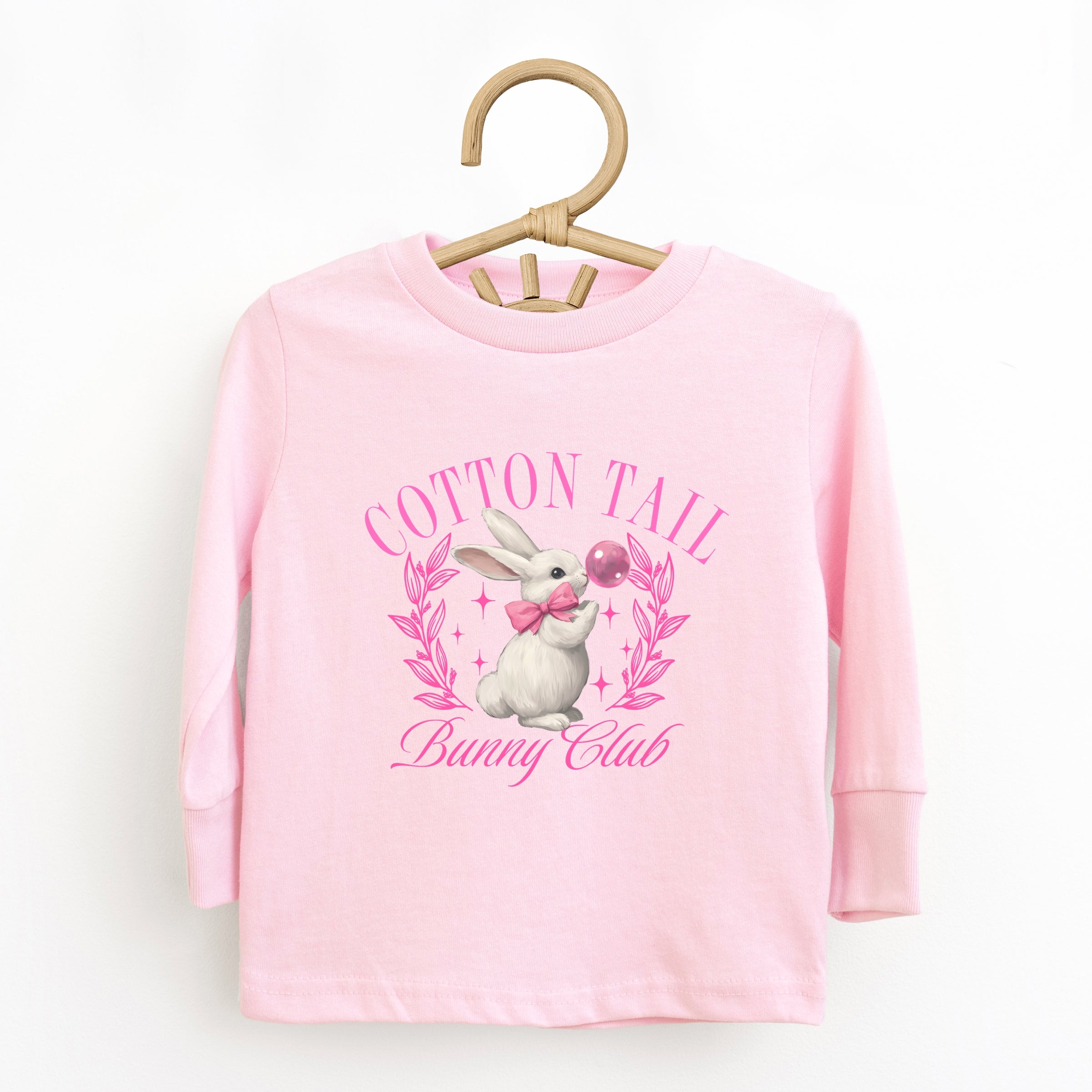 Cotton Tail Bunny Club Bubblegum - Toddler Long Sleeve Graphic Tee