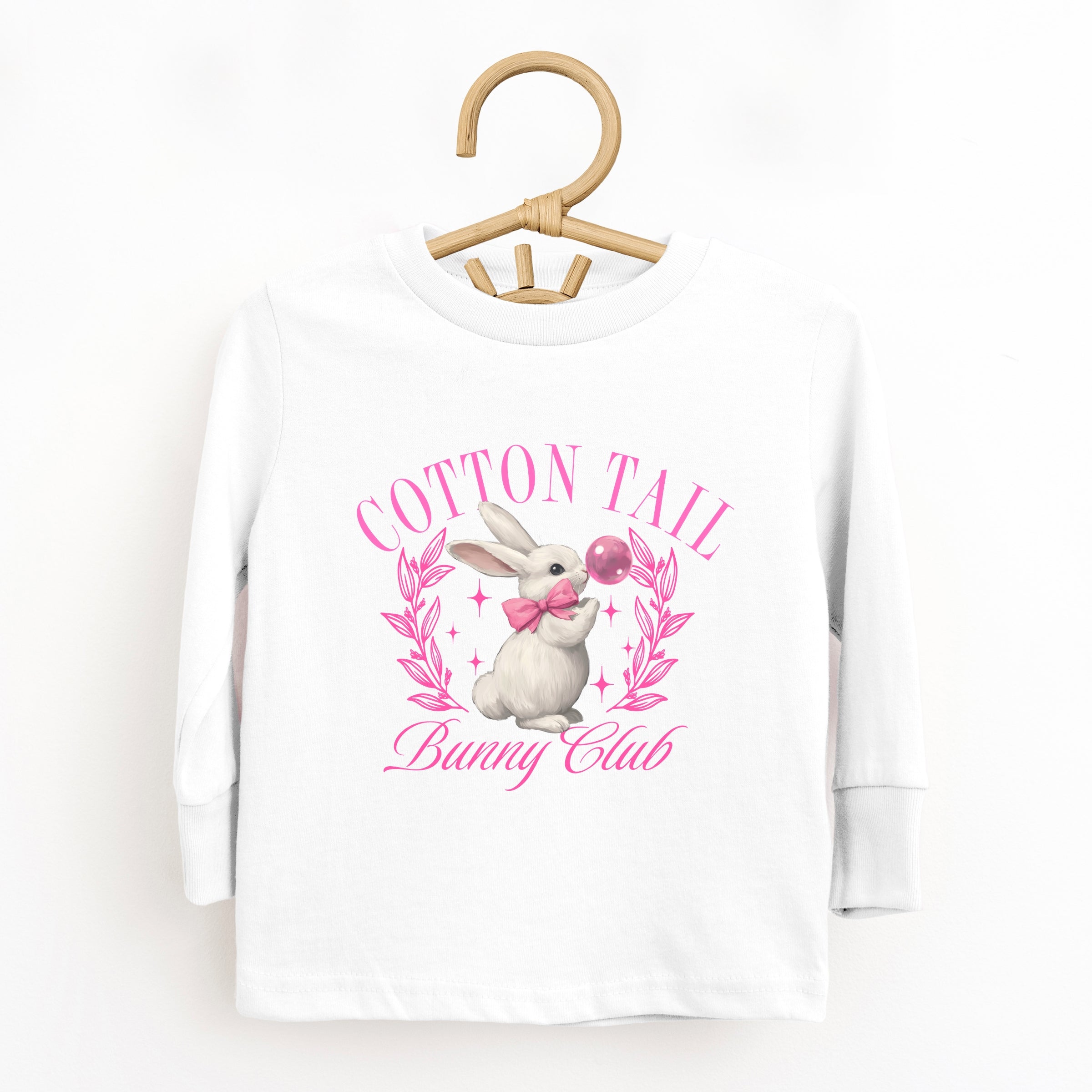 Cotton Tail Bunny Club Bubblegum - Toddler Long Sleeve Graphic Tee