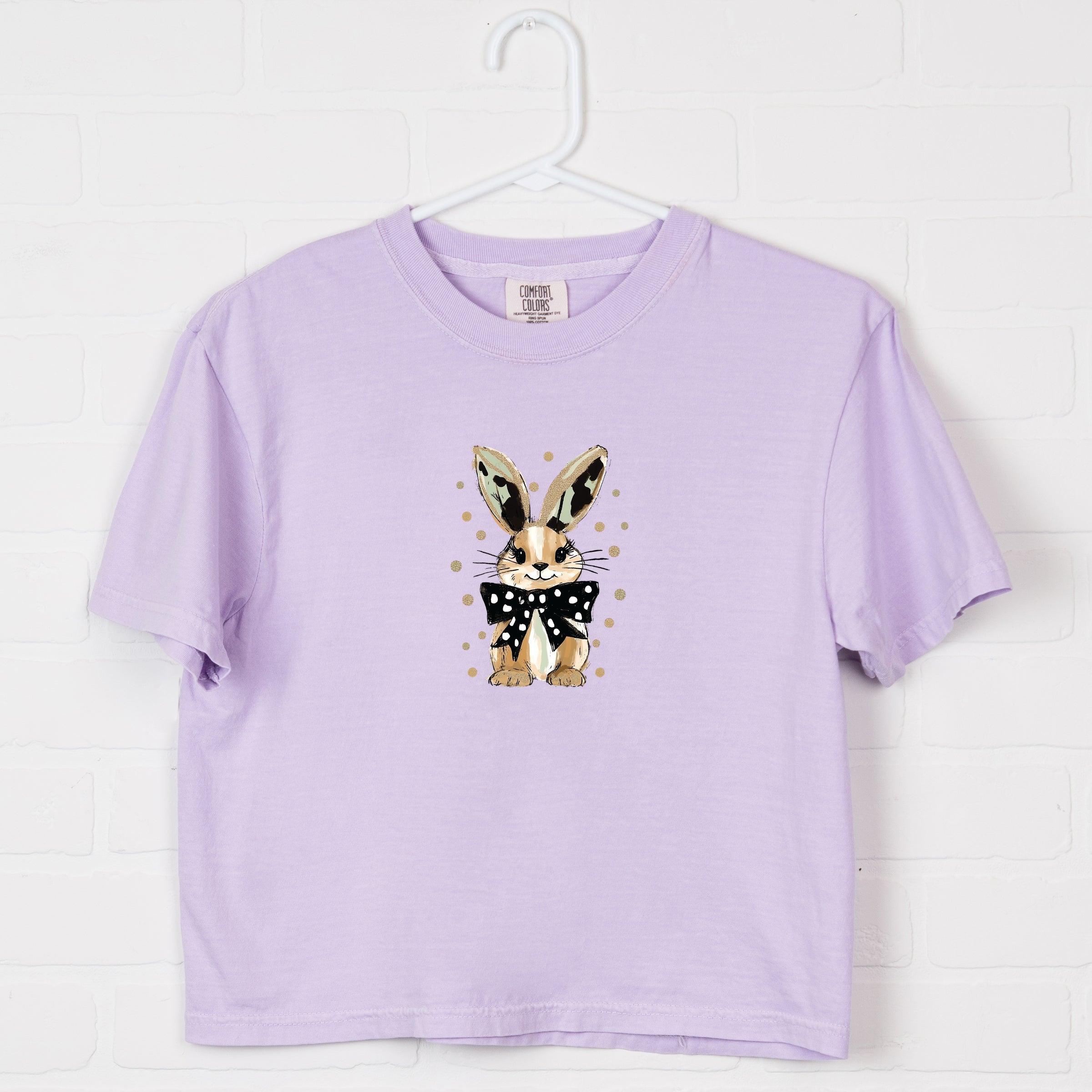 Bunny Polka Dot Coquette - Women's Boxy Crop Top Graphic T-Shirt