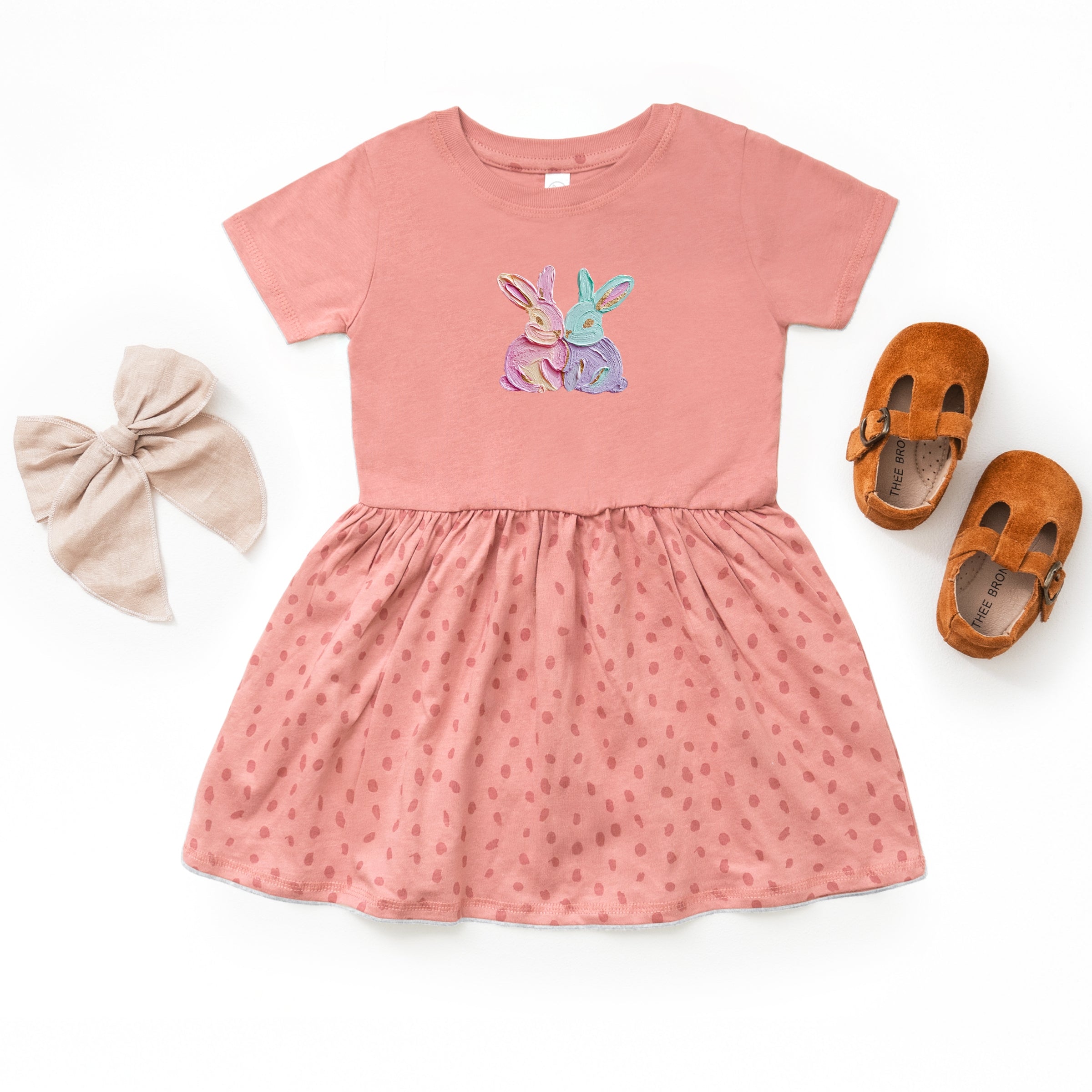 Two Bunnies Paint Print - Infant Dress