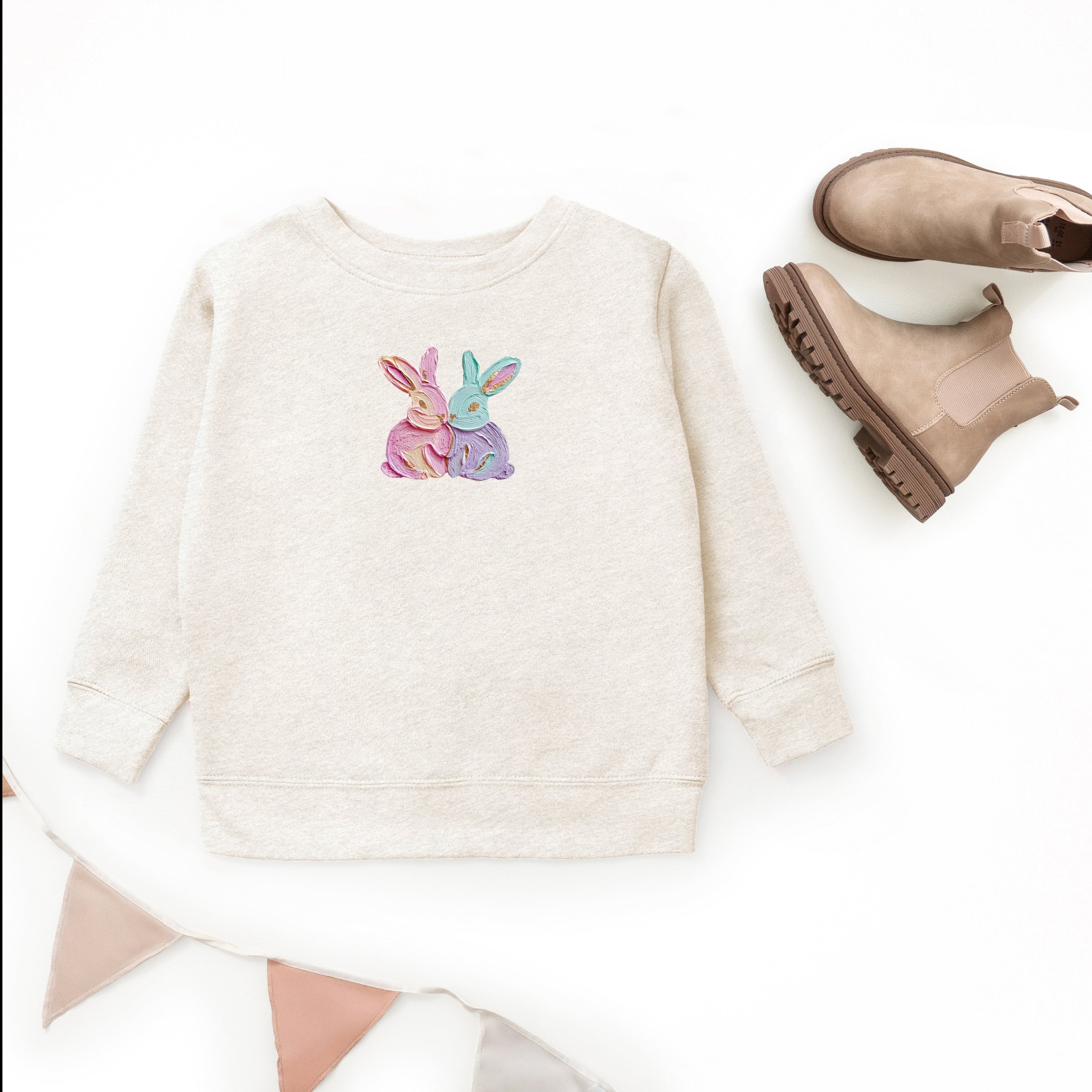 Two Bunnies Paint Print - Youth Graphic Sweatshirt