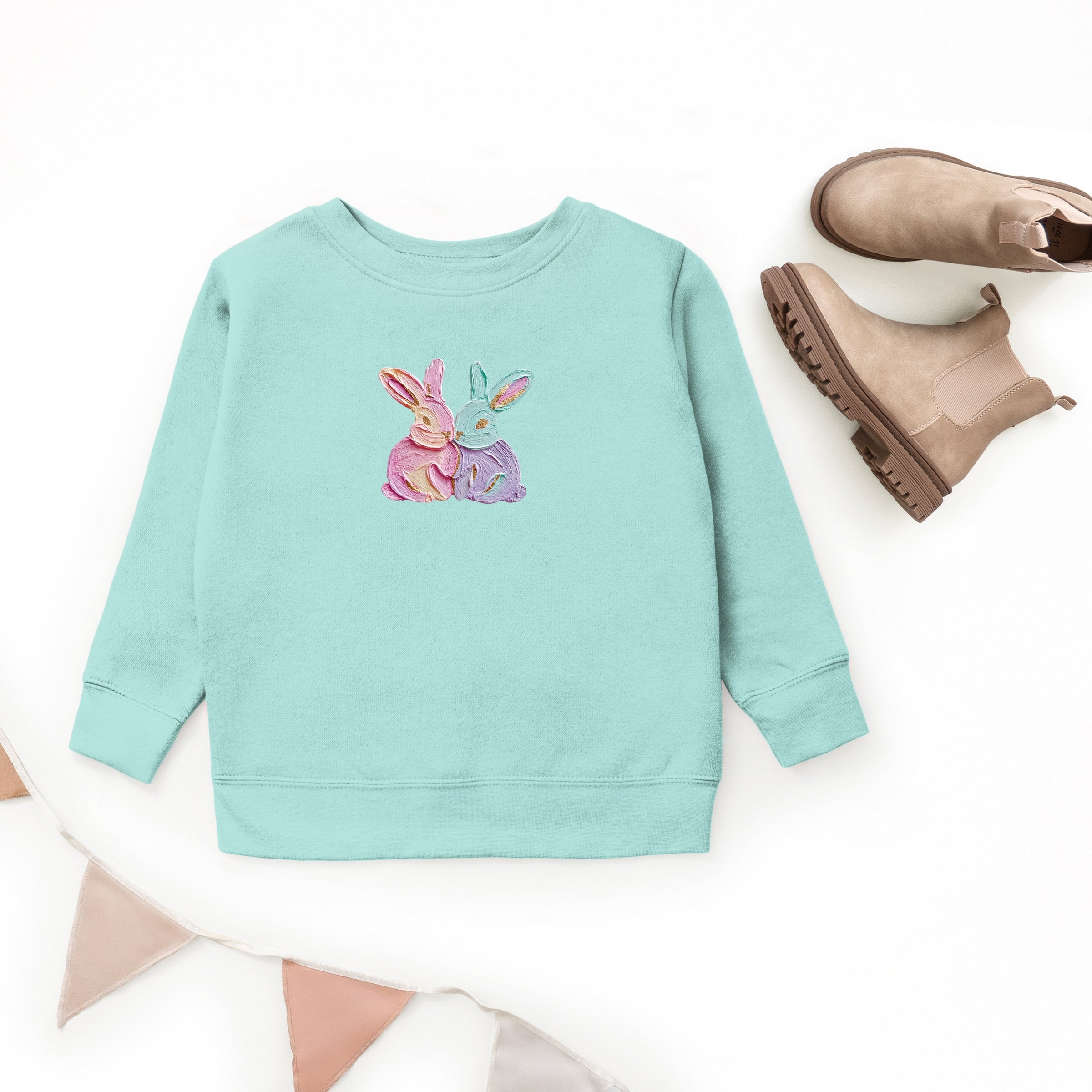 Two Bunnies Paint Print - Youth Graphic Sweatshirt