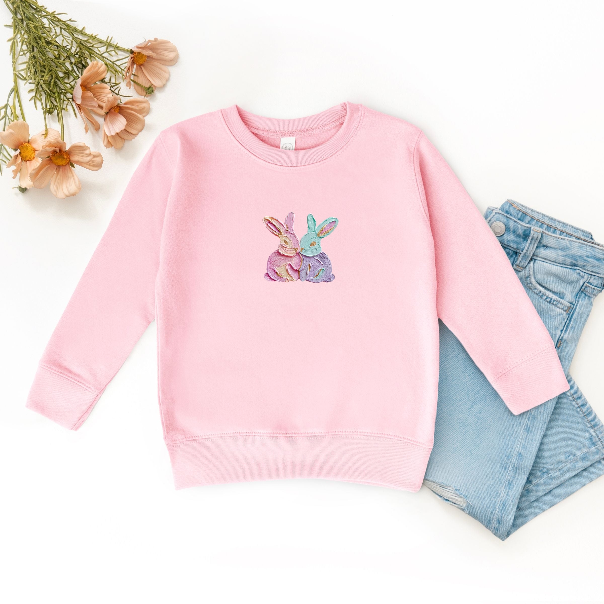 Two Bunnies Paint Print - Youth Graphic Sweatshirt