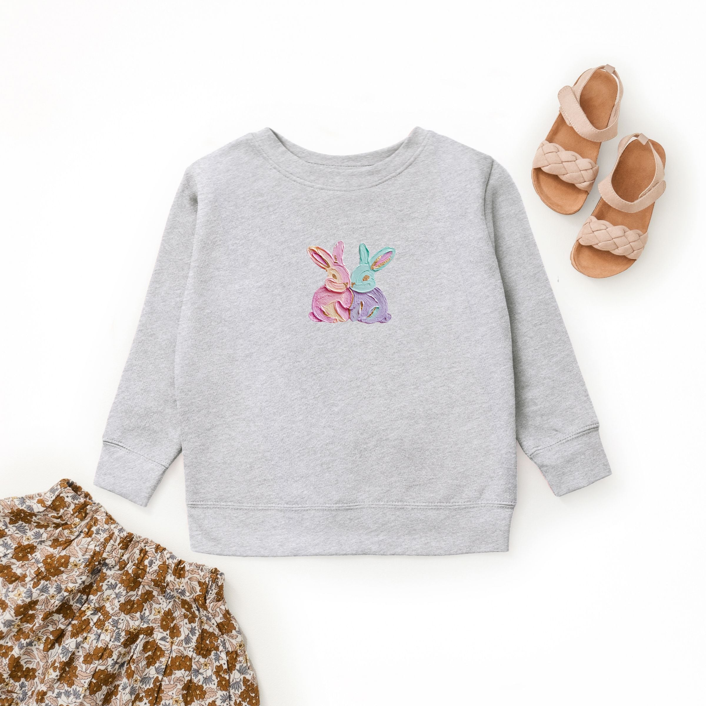 Two Bunnies Paint Print - Youth Graphic Sweatshirt